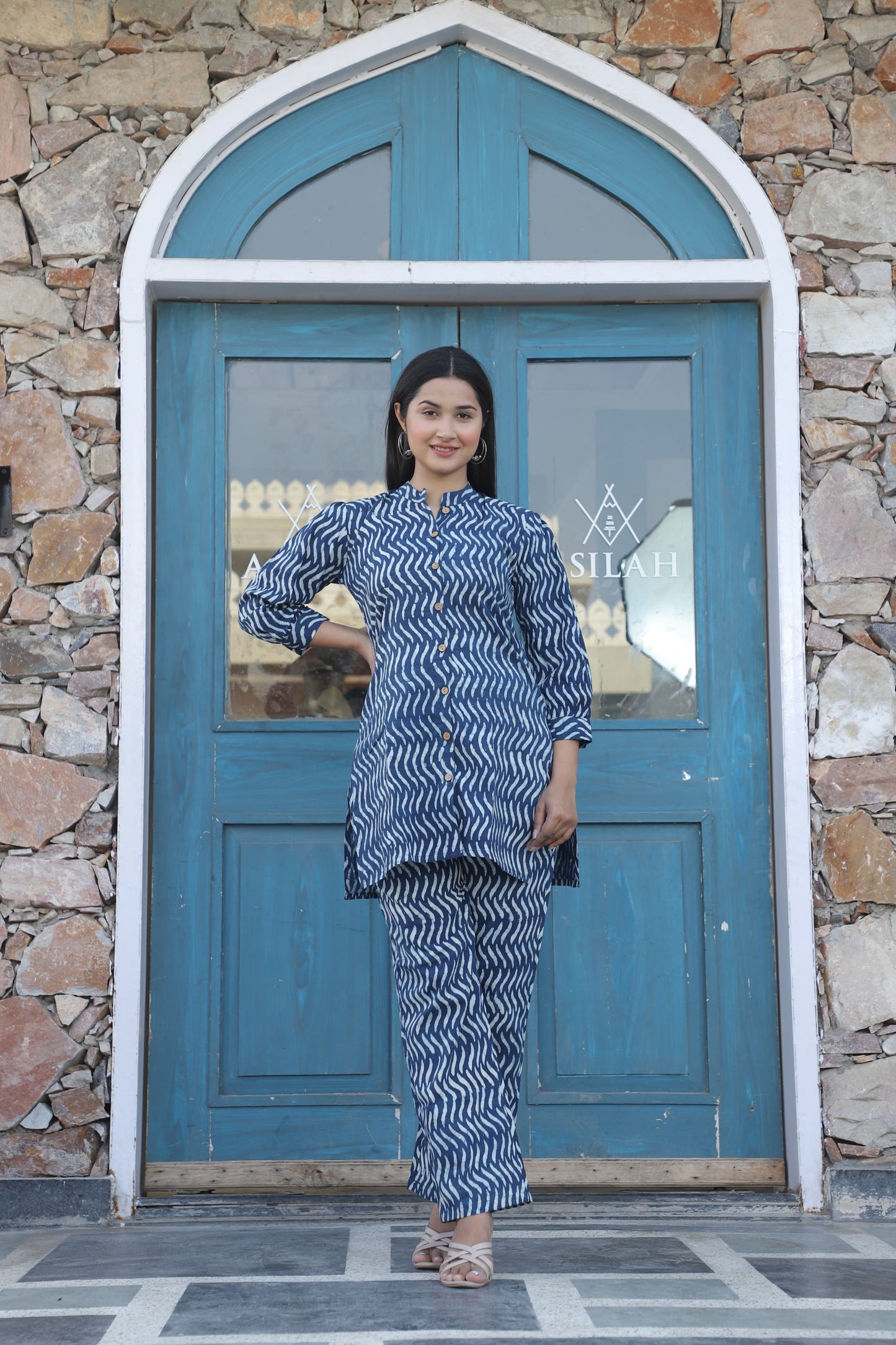Smart Fit Handblock Printed Co-ord Set – Collar Edition