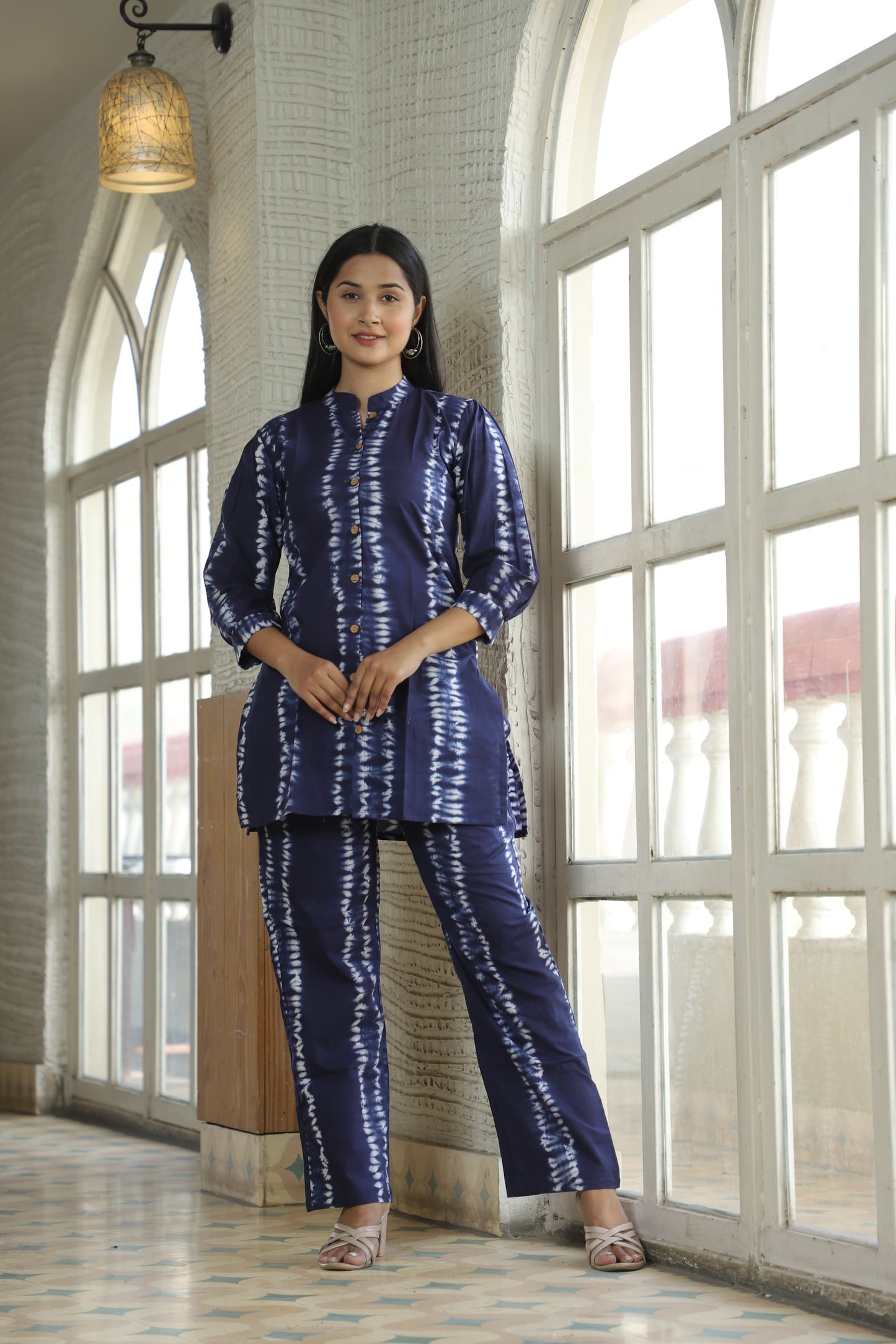 Smart Fit Handblock Printed Co-ord Set – Collar Edition