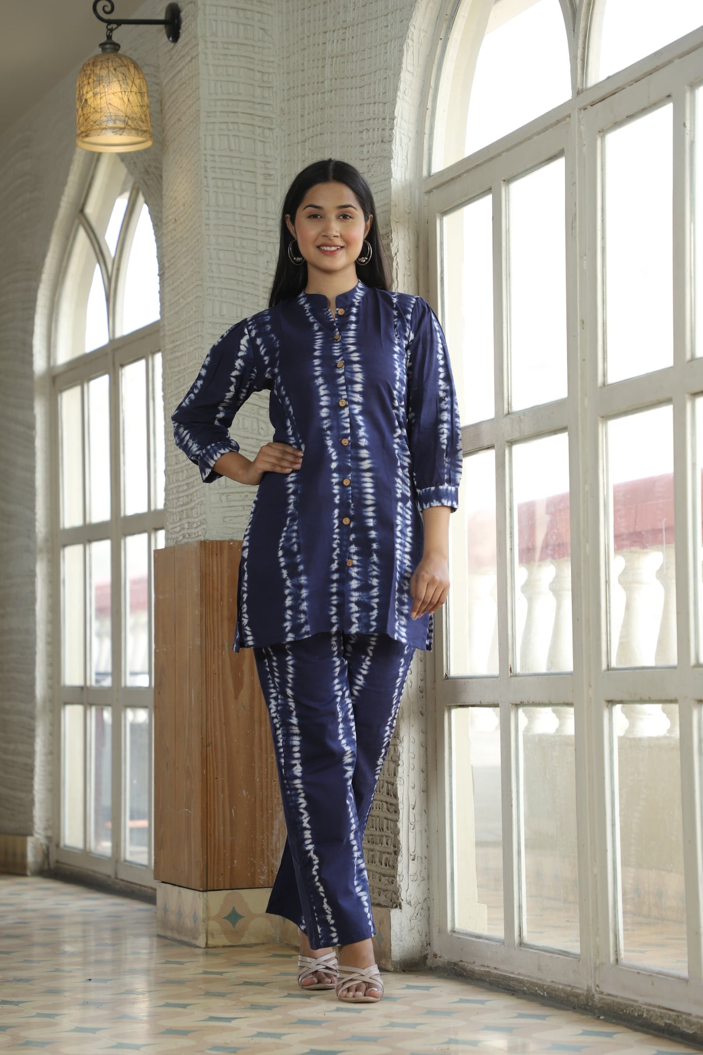 Smart Fit Handblock Printed Co-ord Set – Collar Edition