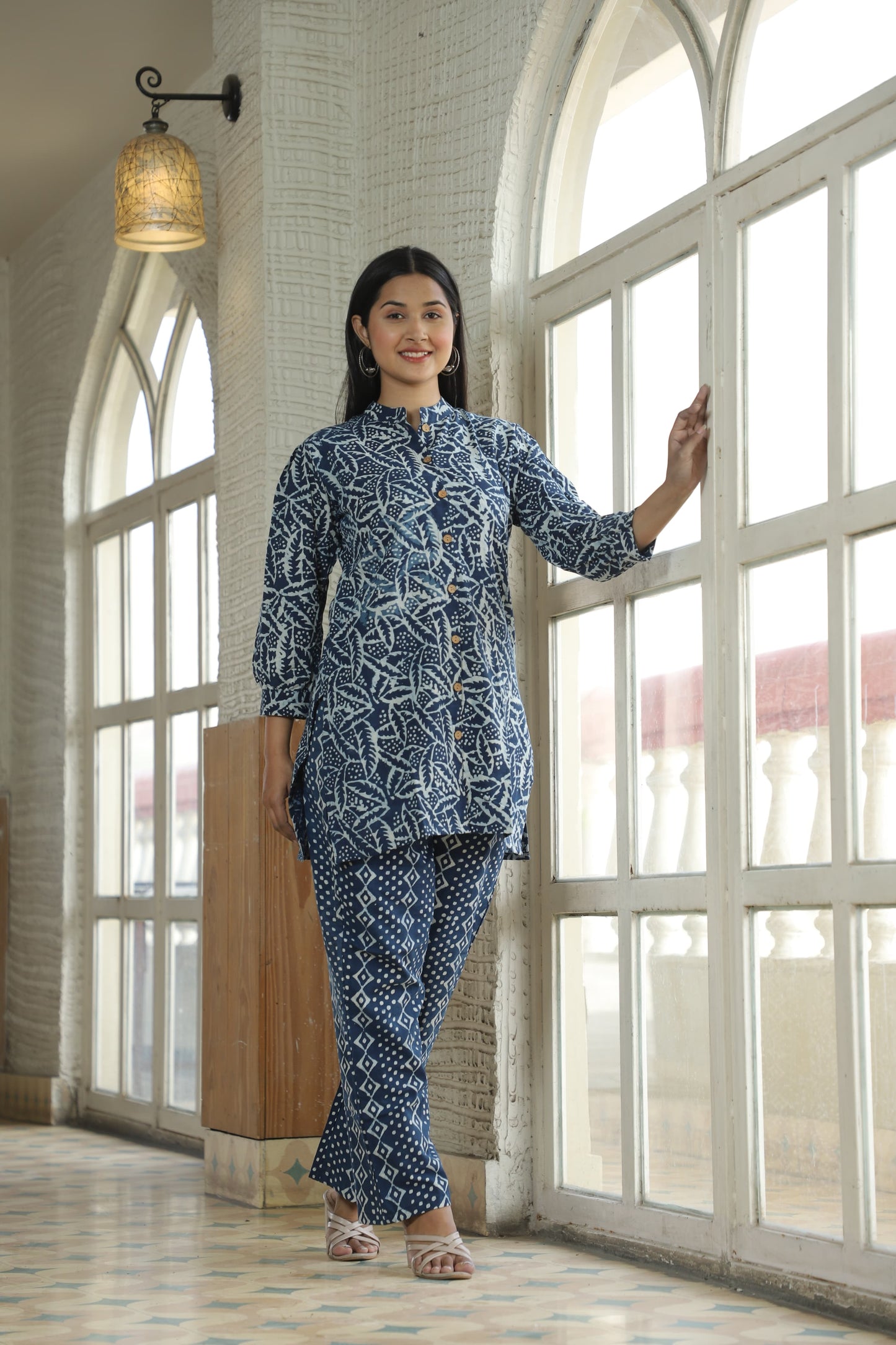 Smart Fit Handblock Printed Co-ord Set – Collar Edition