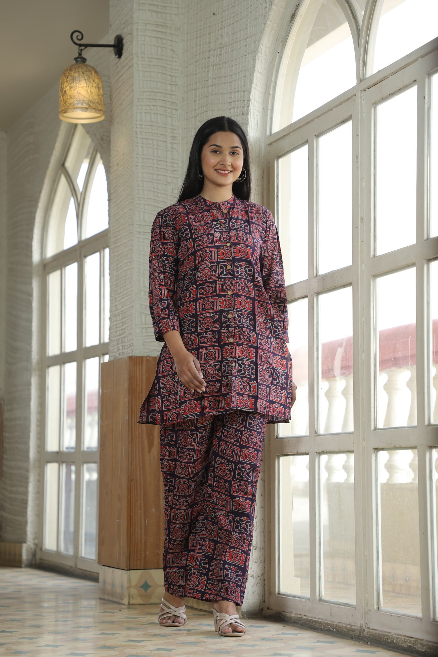 Smart Fit Handblock Printed Co-ord Set – Collar Edition
