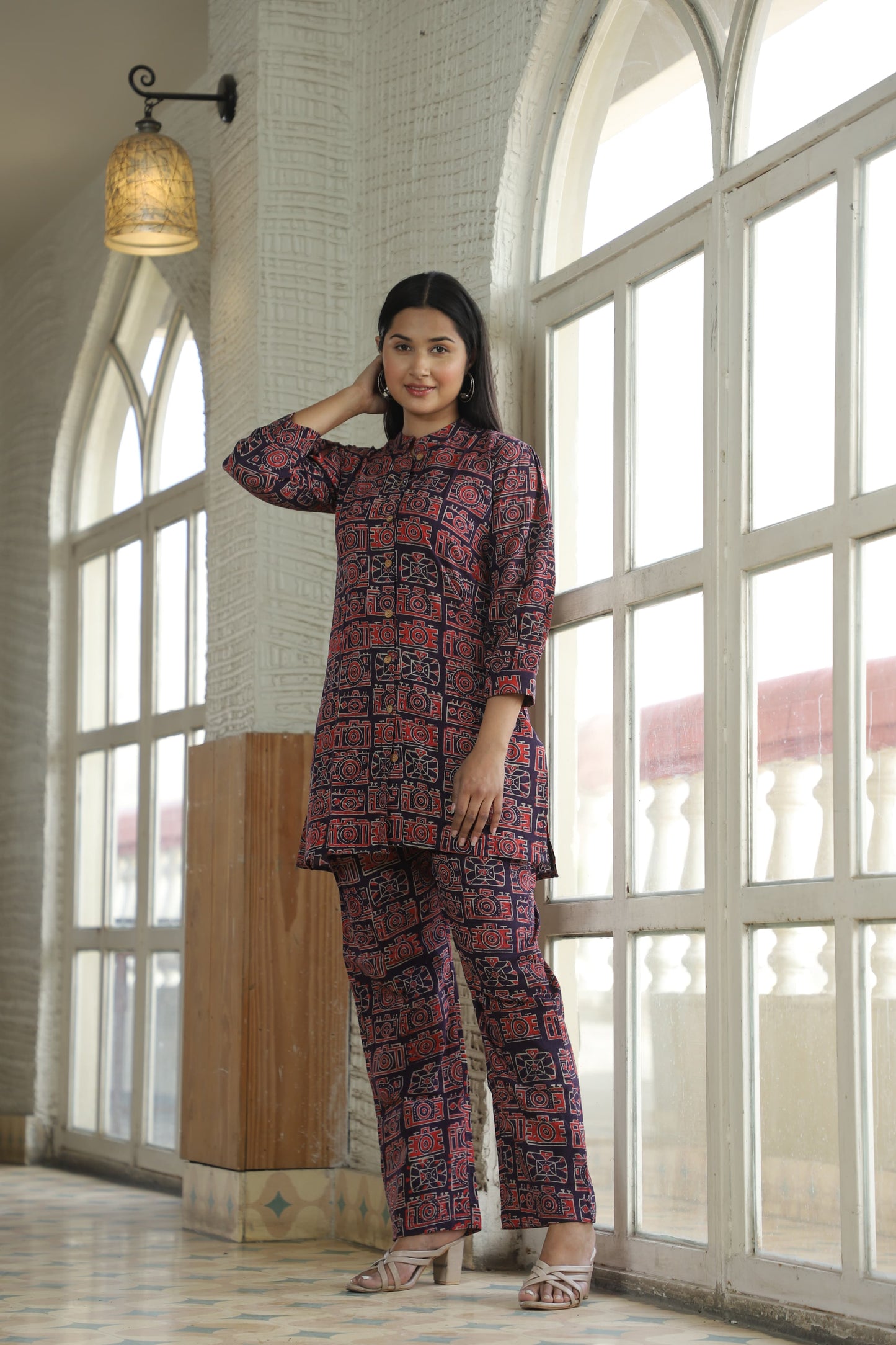 Smart Fit Handblock Printed Co-ord Set – Collar Edition