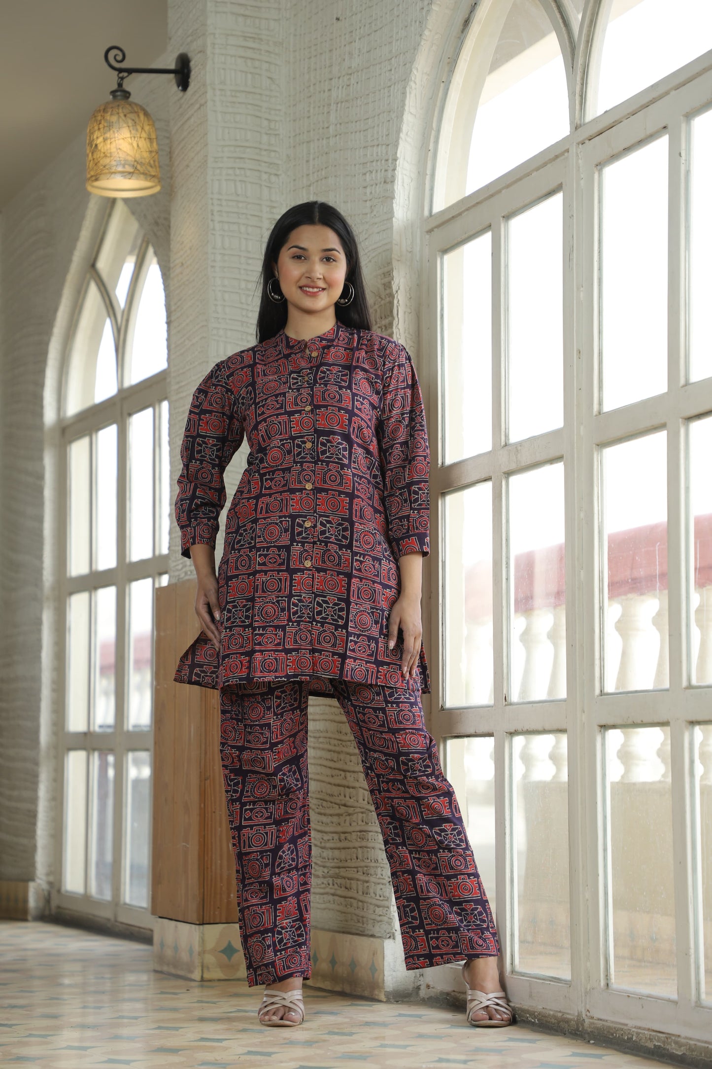 Smart Fit Handblock Printed Co-ord Set – Collar Edition