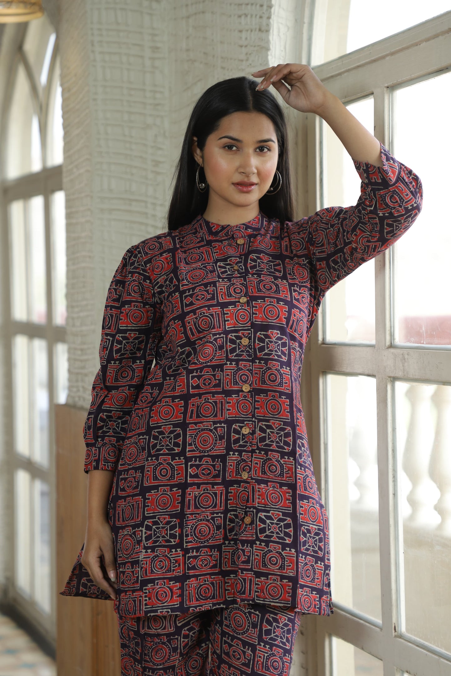 Smart Fit Handblock Printed Co-ord Set – Collar Edition