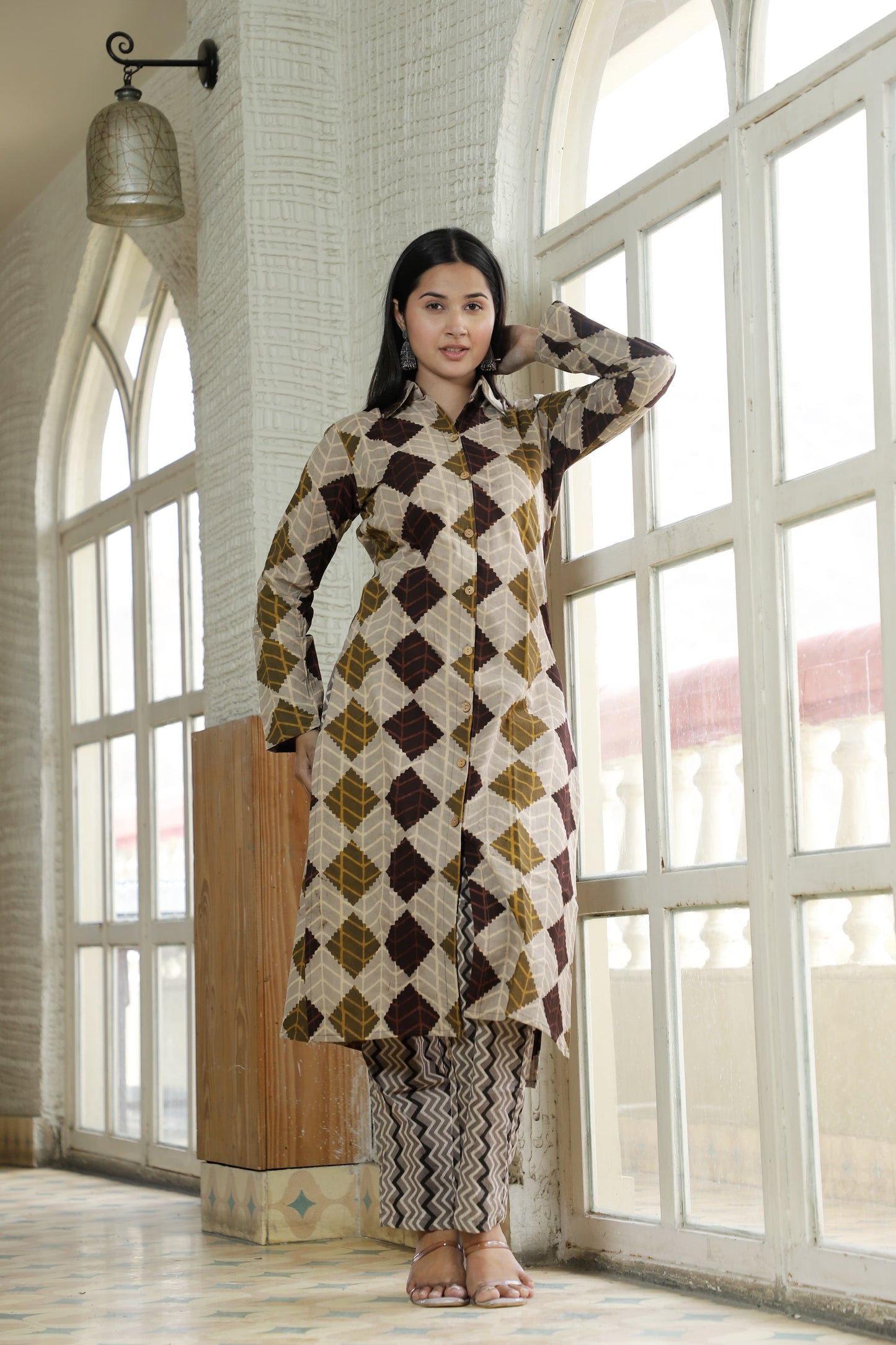 Handblock Printed Co-Ord Set with Collar – Chic & Comfortable