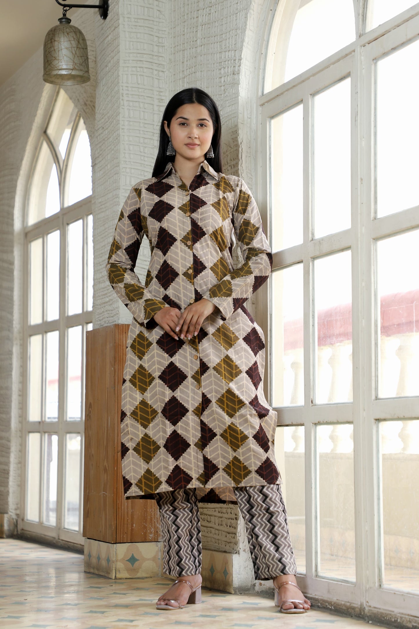 Handblock Printed Co-Ord Set with Collar – Chic & Comfortable