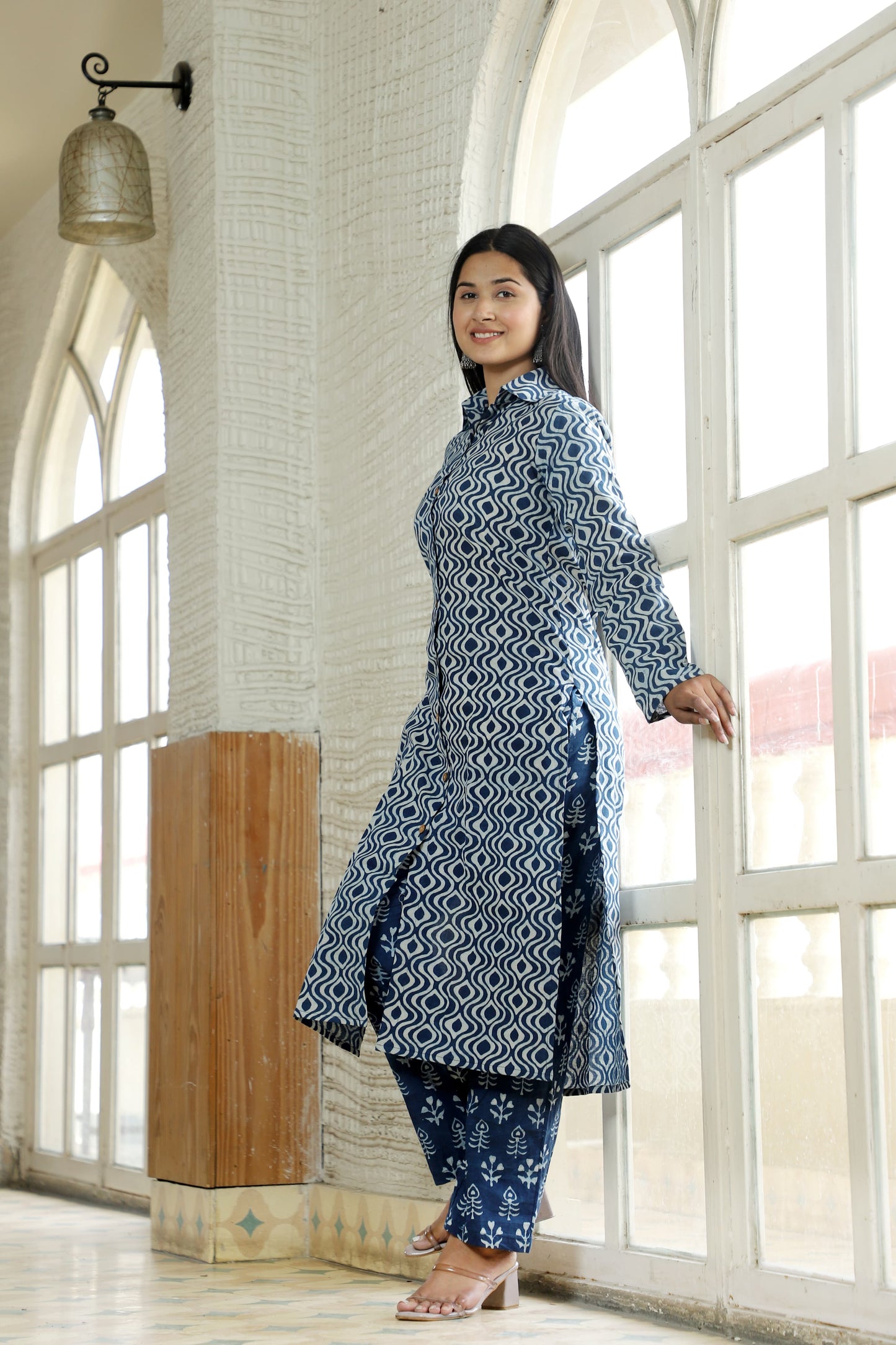Handblock Printed Co-Ord Set with Collar – Chic & Comfortable