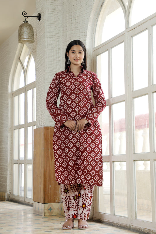 Handblock Printed Co-Ord Set with Collar – Chic & Comfortable