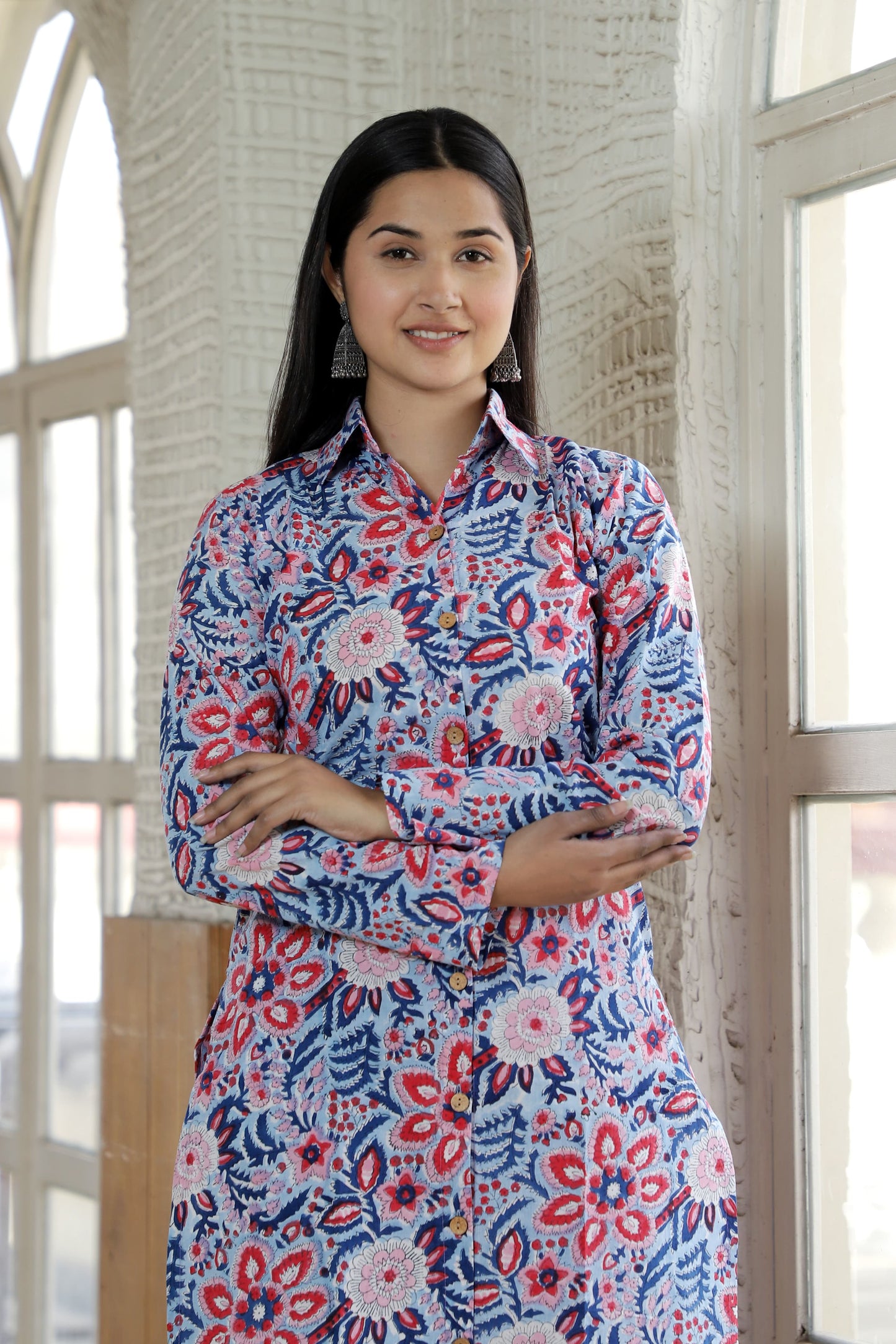 Handblock Printed Co-Ord Set with Collar – Chic & Comfortable