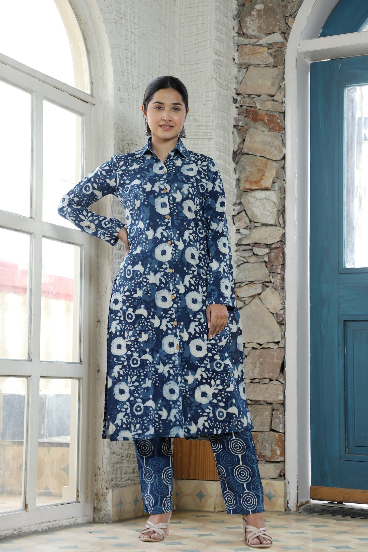 Handblock Printed Co-Ord Set with Collar – Chic & Comfortable