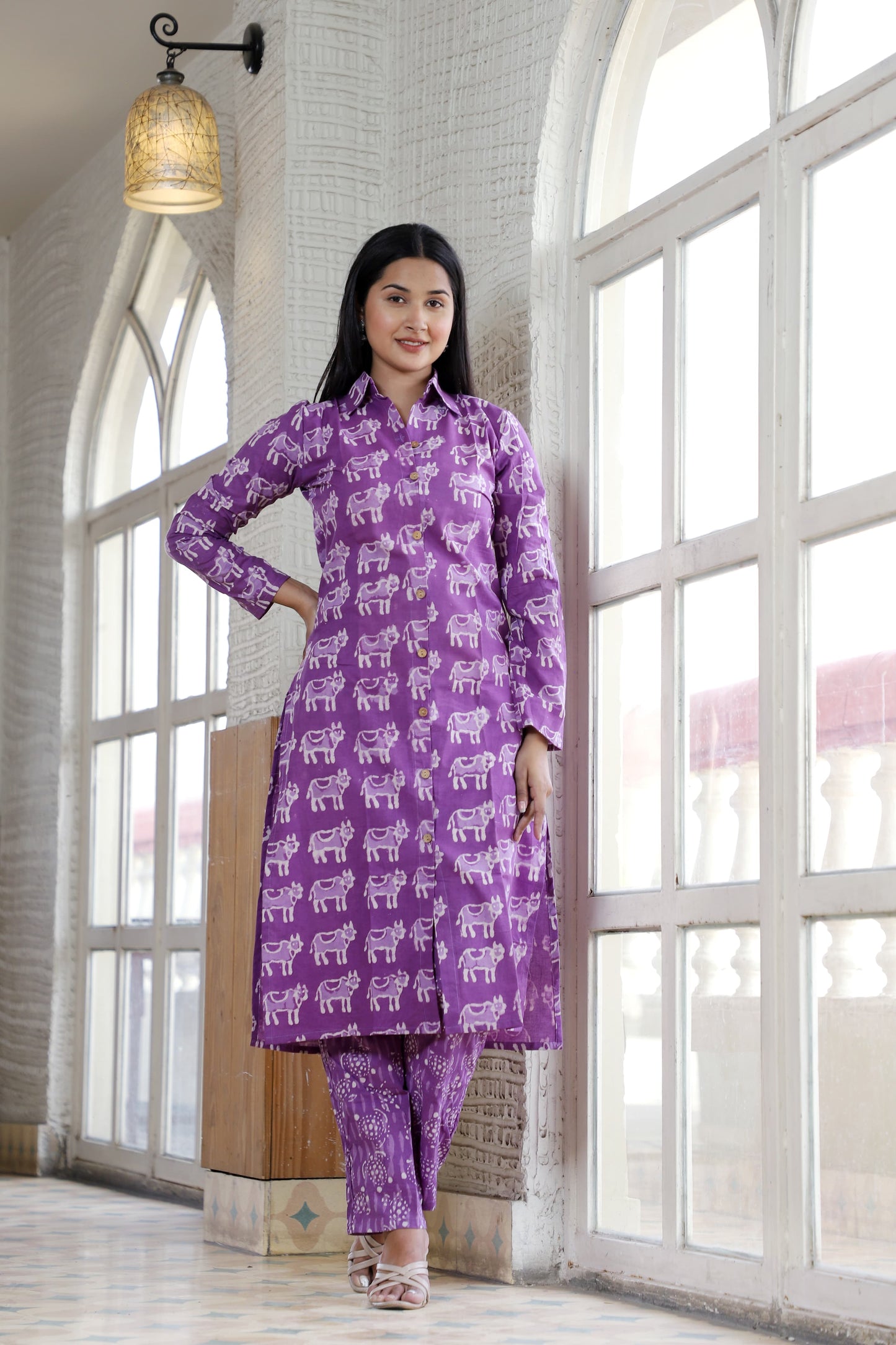 Handblock Printed Co-Ord Set with Collar – Chic & Comfortable