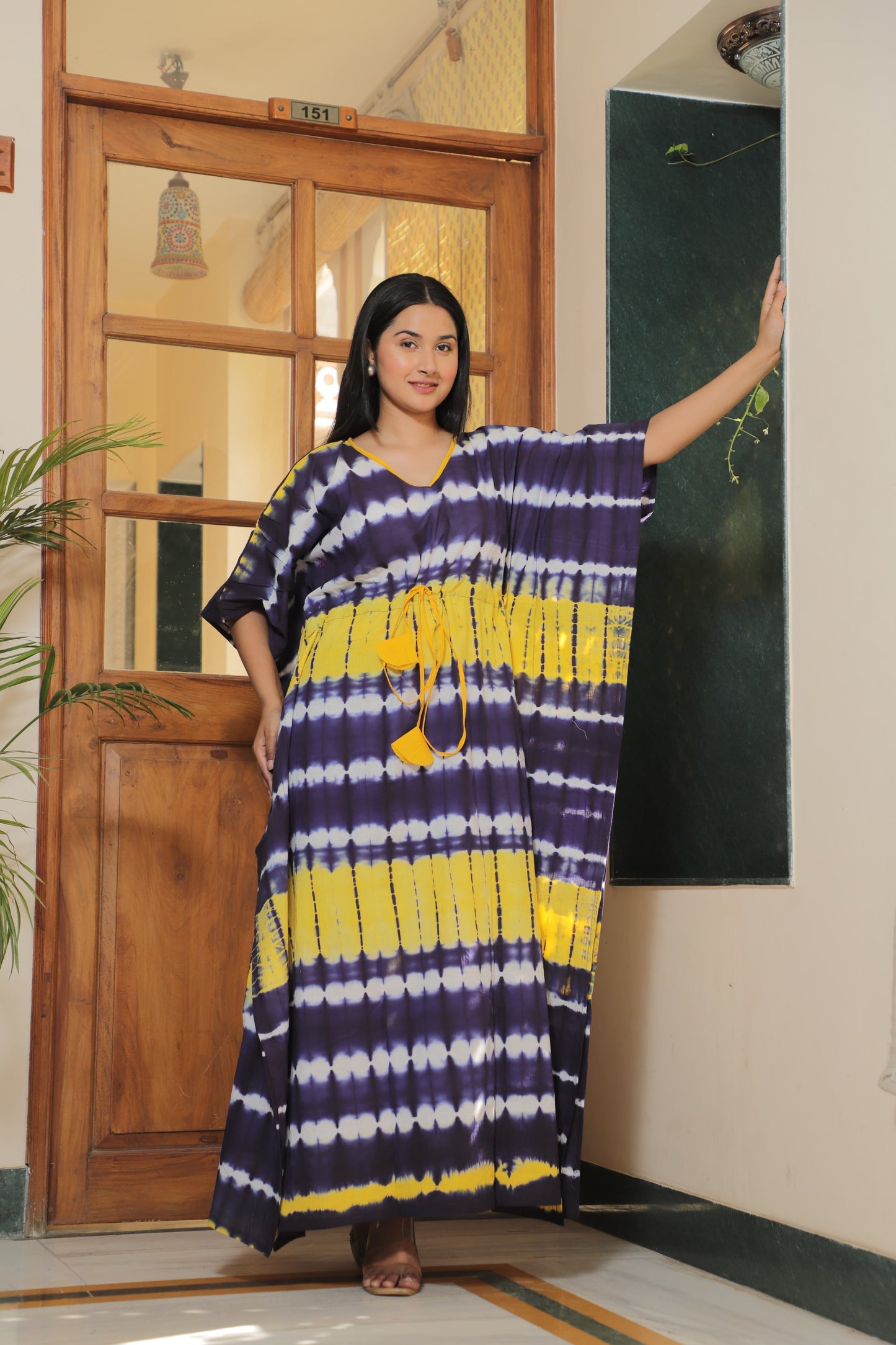 Relaxed Cotton Kaftan – Authentic Handblock Print & Natural Colors