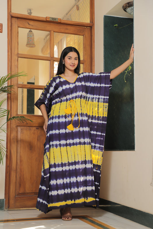 Relaxed Cotton Kaftan – Authentic Handblock Print & Natural Colors