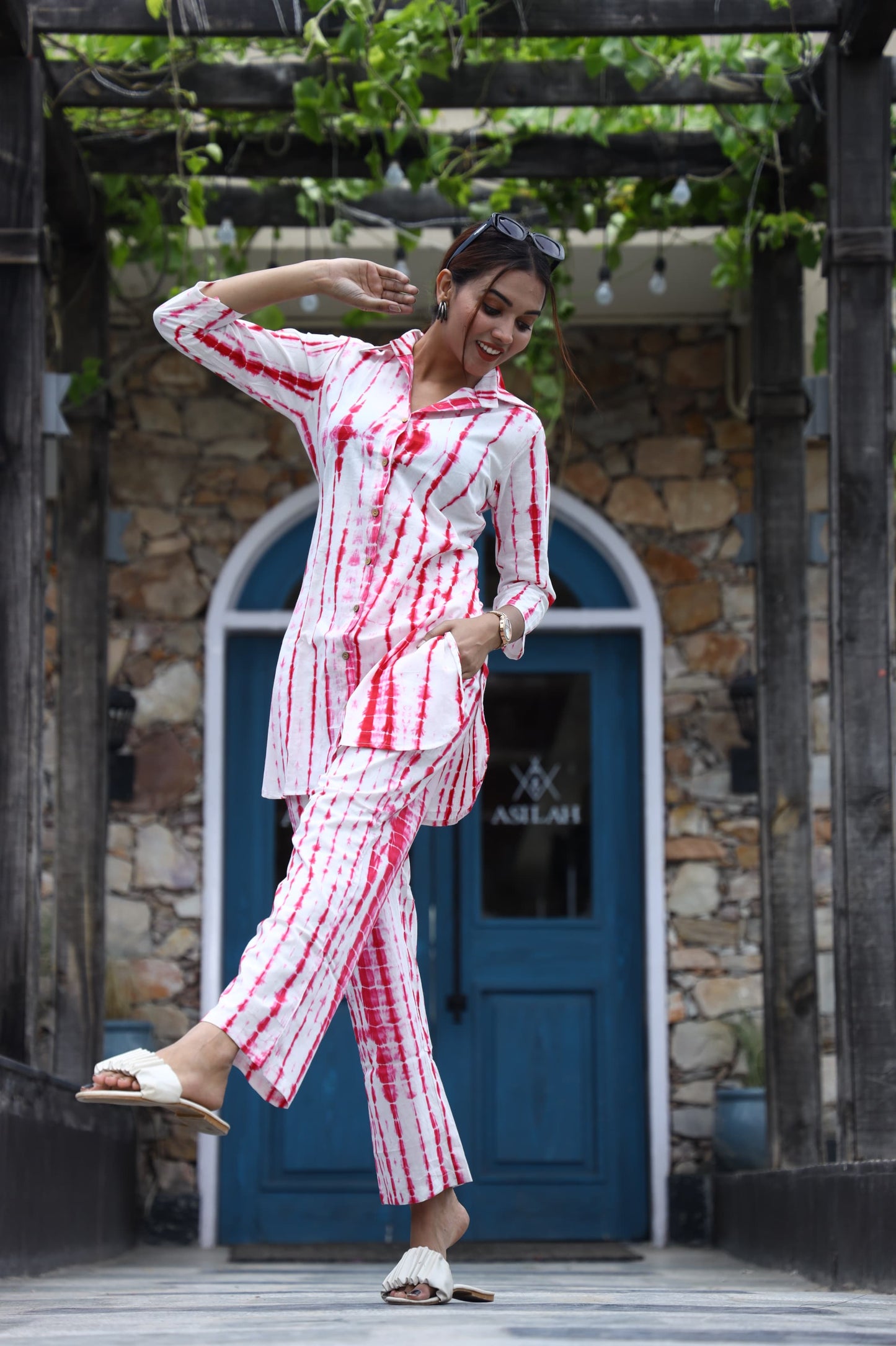 Smart Fit Handblock Printed Co-ord Set – Collar EditioN