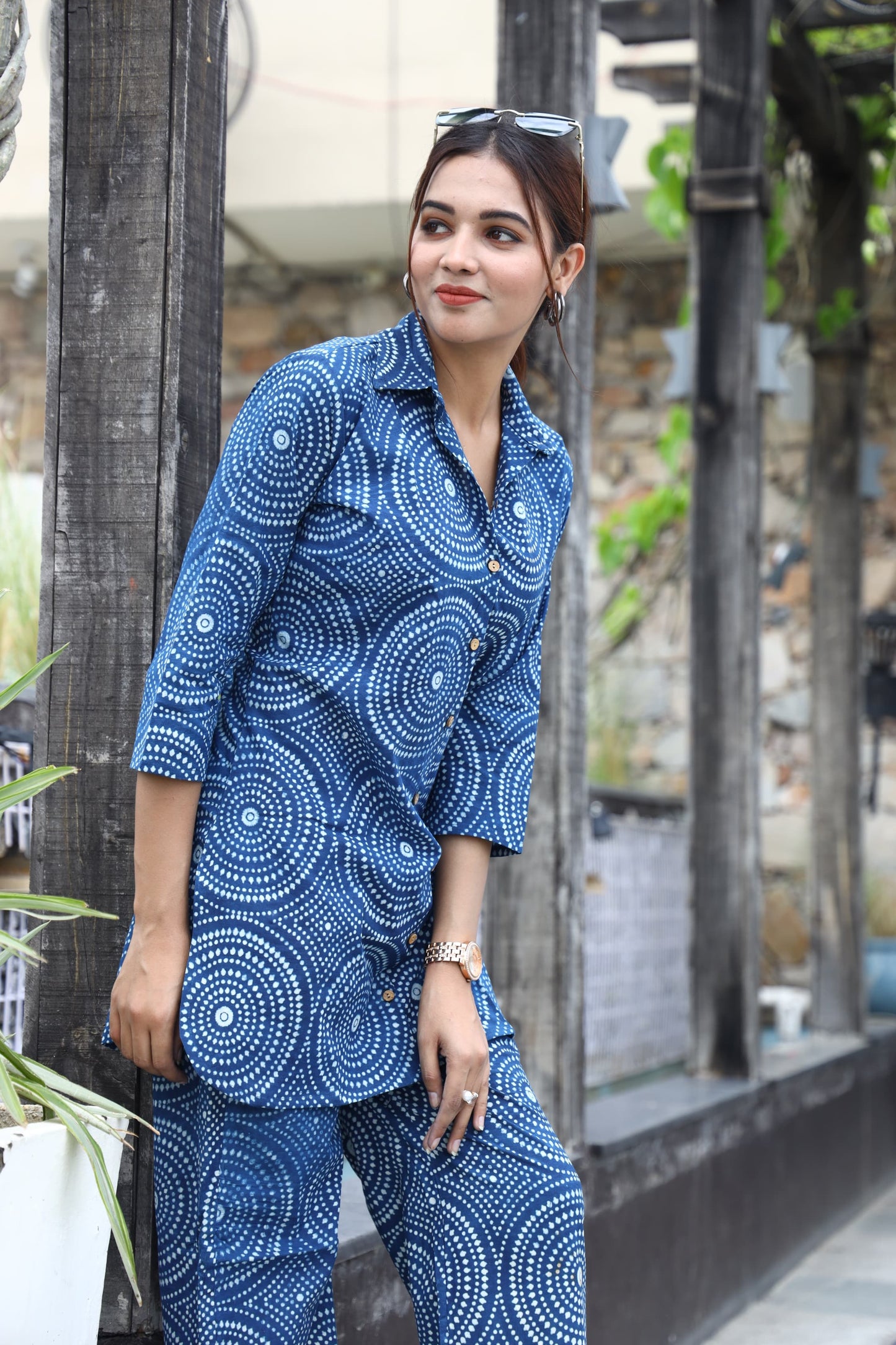 Smart Fit Handblock Printed Co-ord Set – Collar EditioN