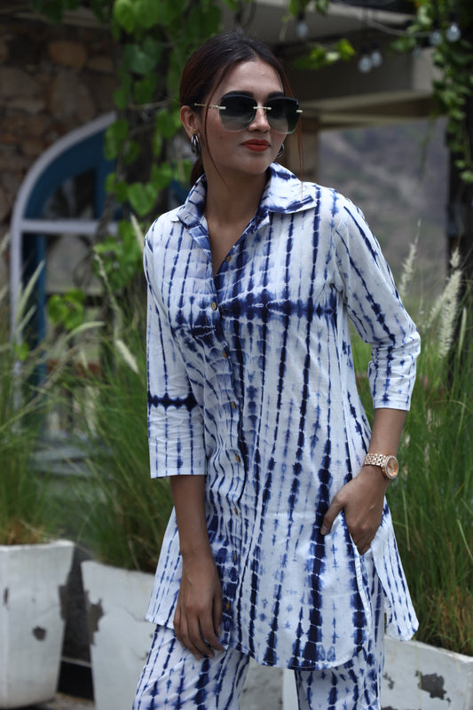 Smart Fit Handblock Printed Co-ord Set – Collar EditioN