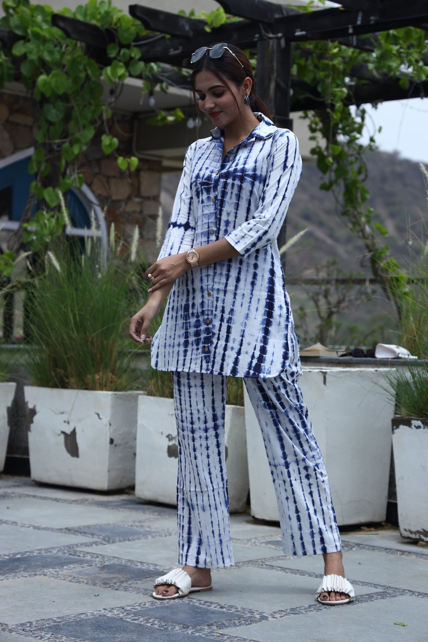 Smart Fit Handblock Printed Co-ord Set – Collar EditioN