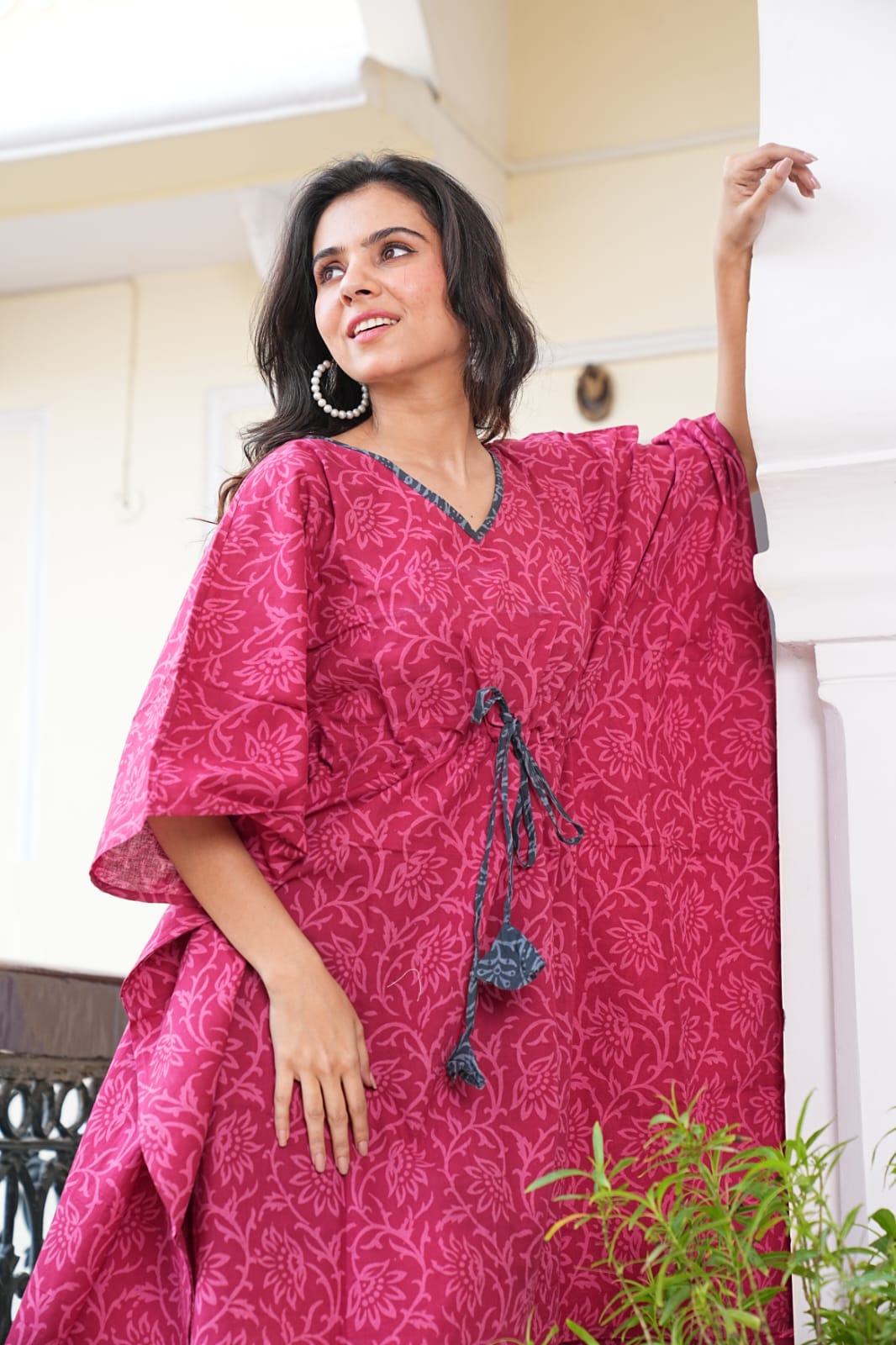 Handblock Printed Pure Cotton Kaftan – Free Size Comfort Wear | Natural Dyes | House of the Handblock