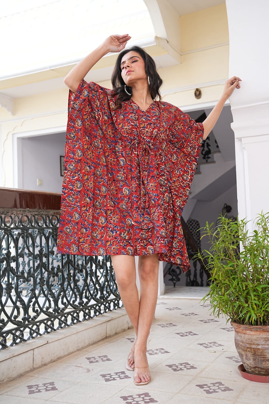 Handblock Printed Pure Cotton Kaftan – Free Size Comfort Wear | Natural Dyes | House of the Handblock