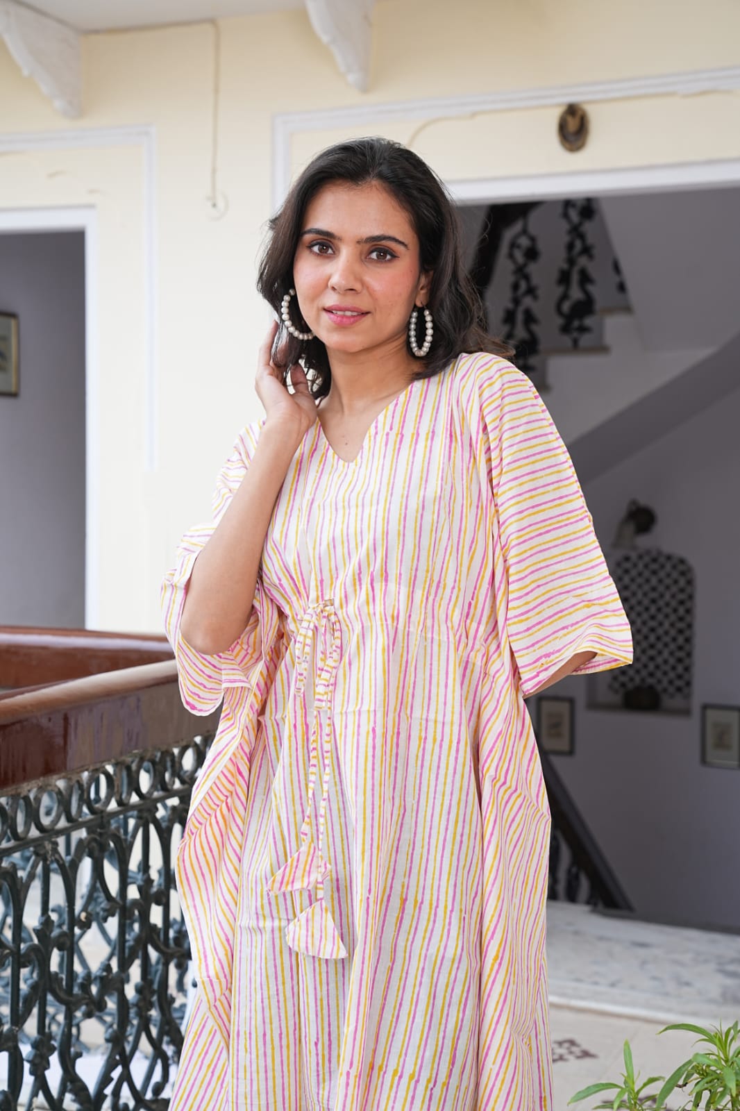 Handblock Printed Pure Cotton Kaftan – Free Size Comfort Wear | Natural Dyes | House of the Handblock
