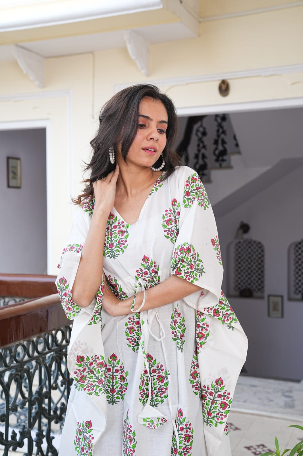 Handblock Printed Pure Cotton Kaftan – Free Size Comfort Wear | Natural Dyes | House of the Handblock