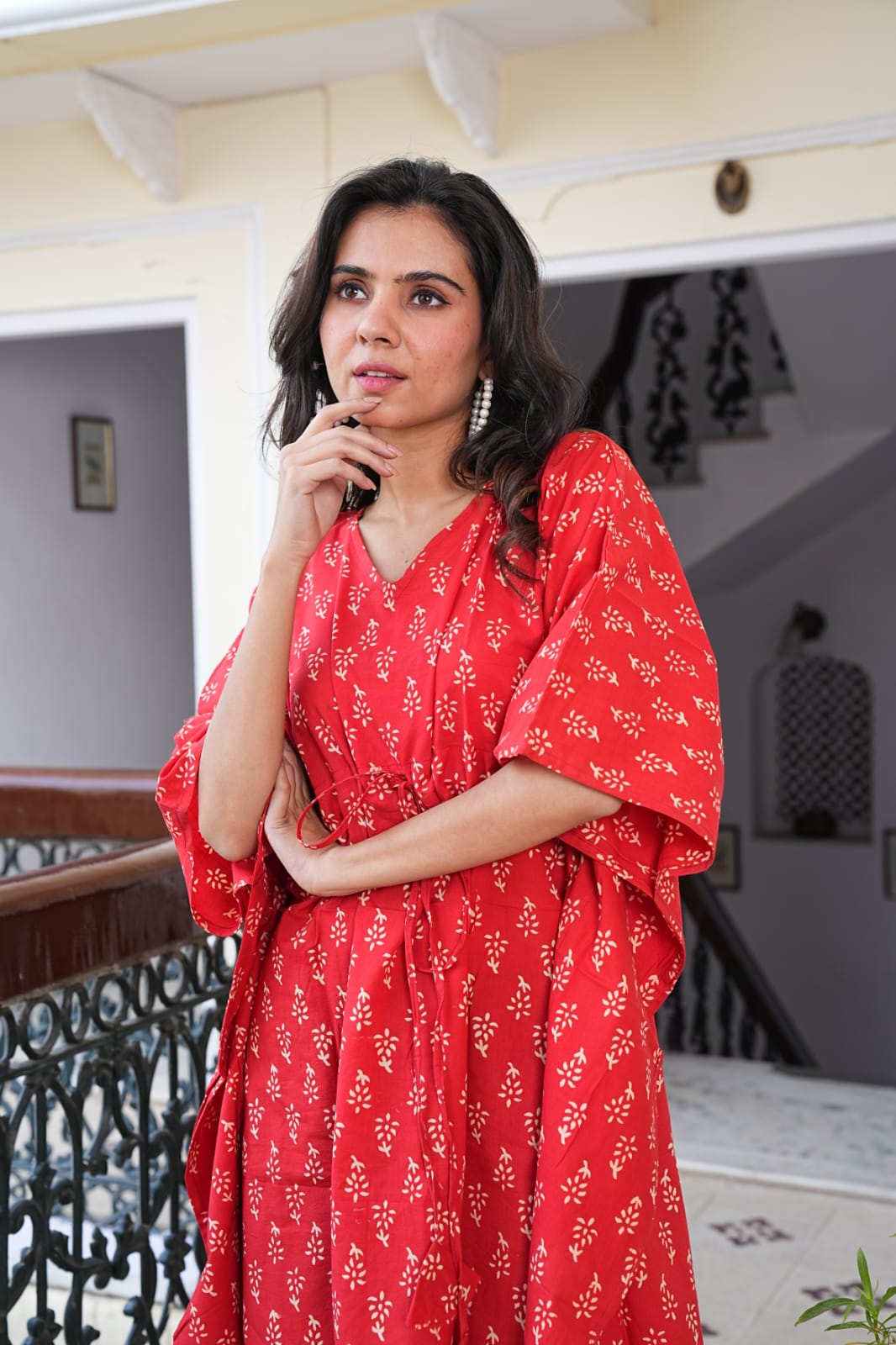 Handblock Printed Pure Cotton Kaftan – Free Size Comfort Wear | Natural Dyes | House of the Handblock