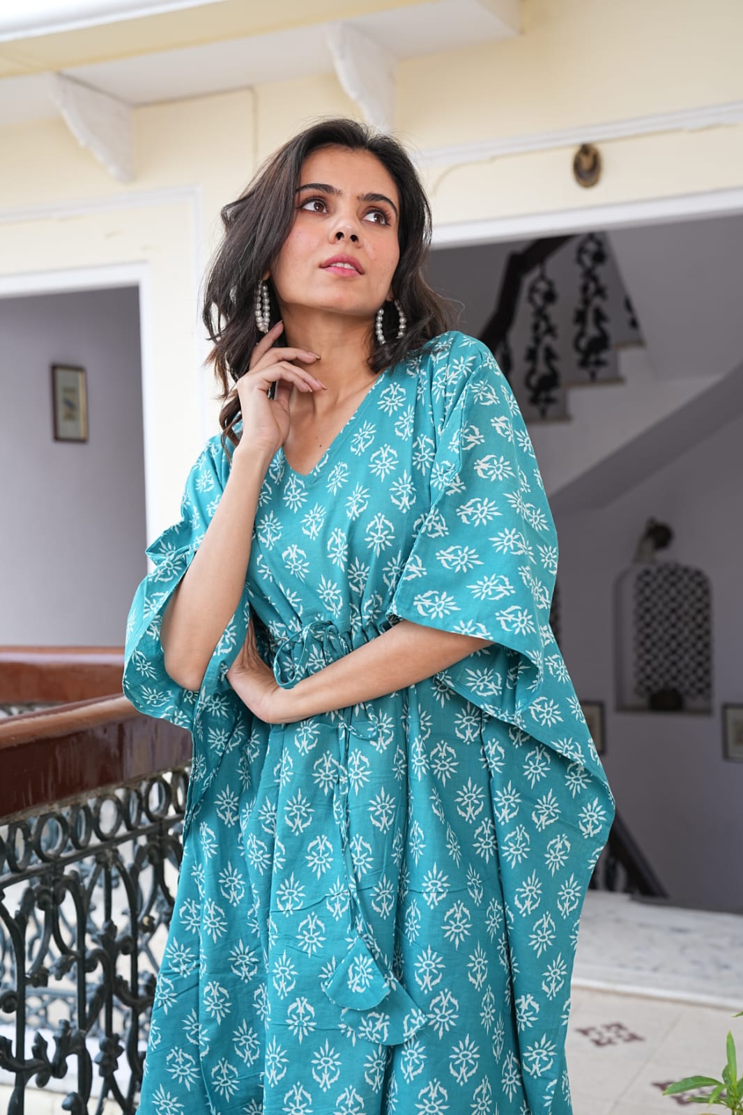Handblock Printed Pure Cotton Kaftan – Free Size Comfort Wear | Natural Dyes | House of the Handblock