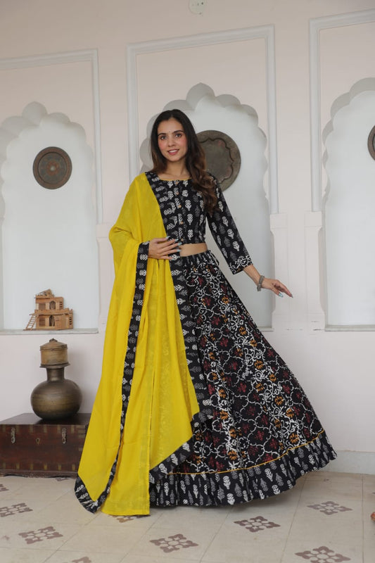 Spin in Tradition – Handblock Printed Cotton Lehenga Choli for Navratri