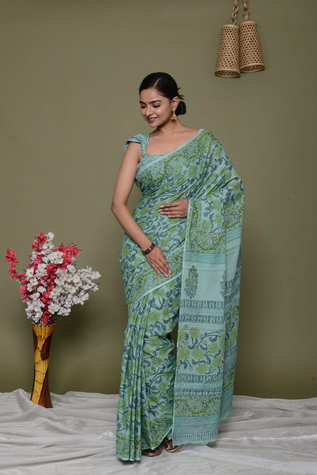 Lightweight Cotton Mulmul Saree – Shiv Handcrafted Elegance by House of the HandblocK