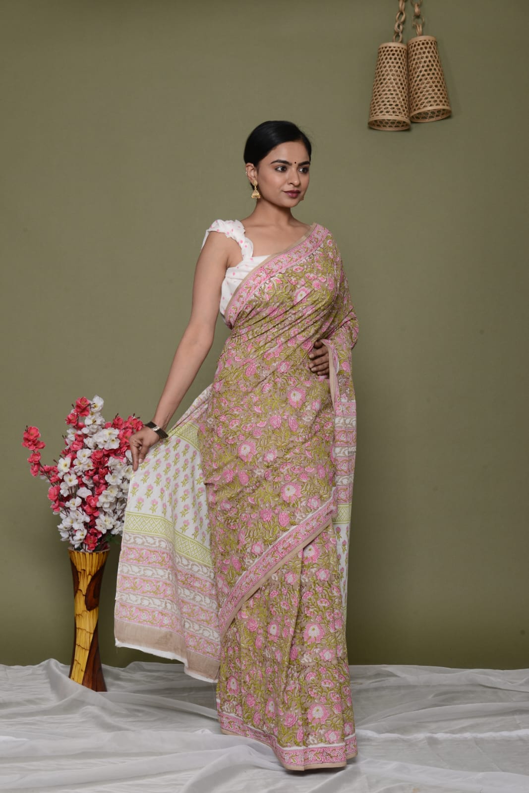 Lightweight Cotton Mulmul Saree – Shiv Handcrafted Elegance by House of the HandblocK