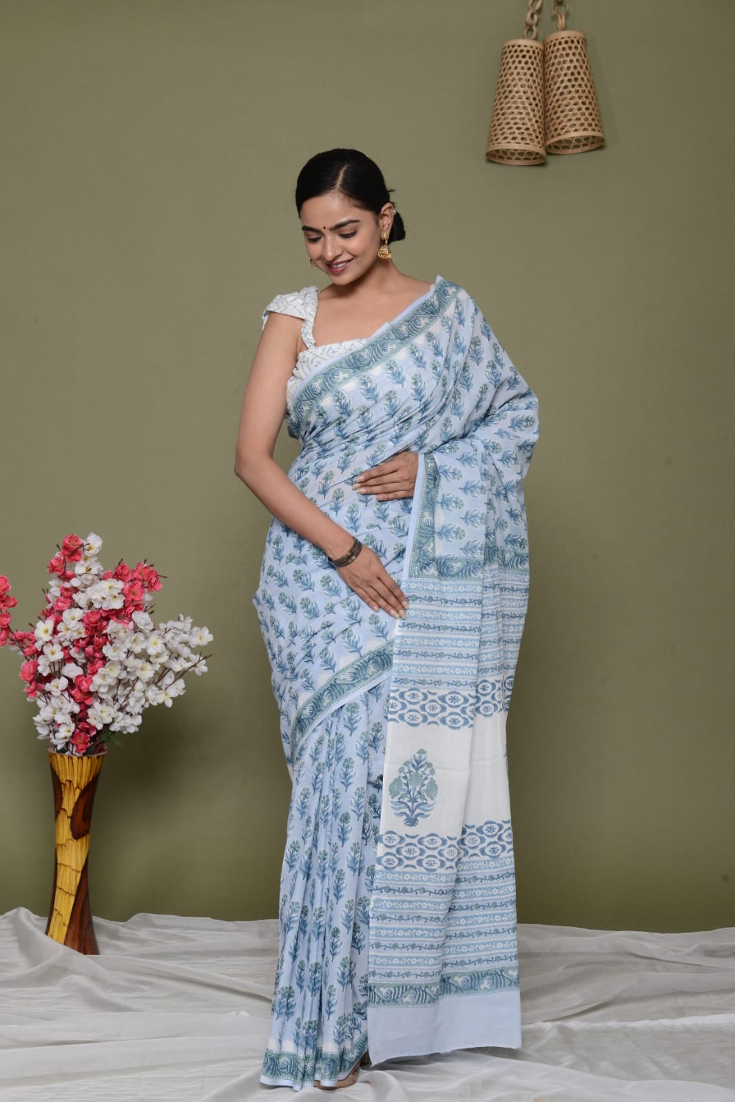 Lightweight Cotton Mulmul Saree – Shiv Handcrafted Elegance by House of the HandblocK