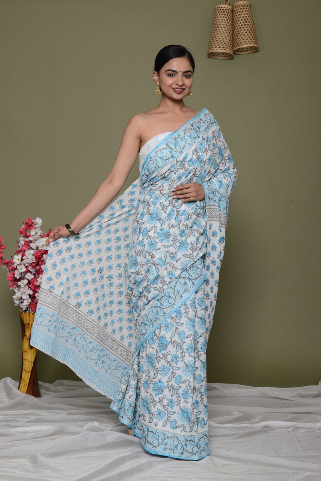Lightweight Cotton Mulmul Saree – Shiv Handcrafted Elegance by House of the HandblocK