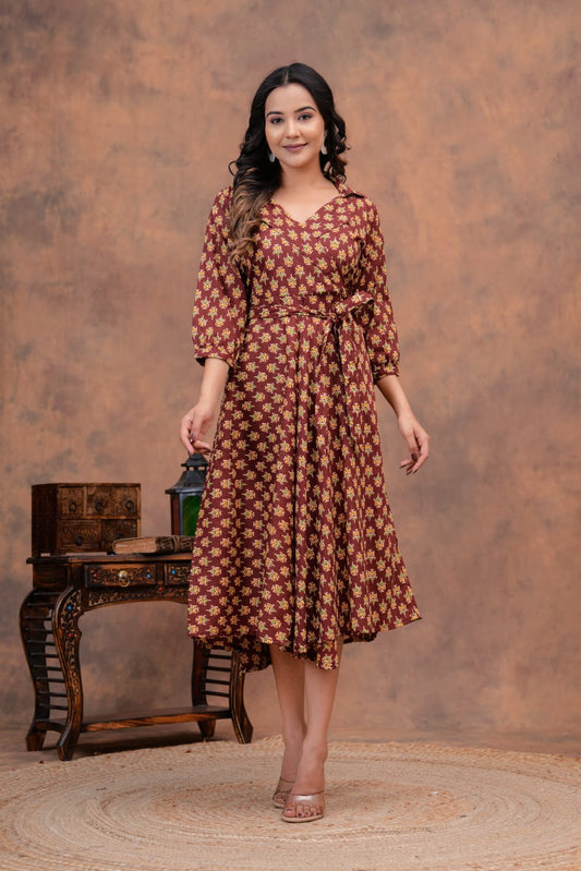 Couple Dress Set – Hand Block Printed Men’s Cotton Shirt & Women’s Midi Dress | House of the Handblock