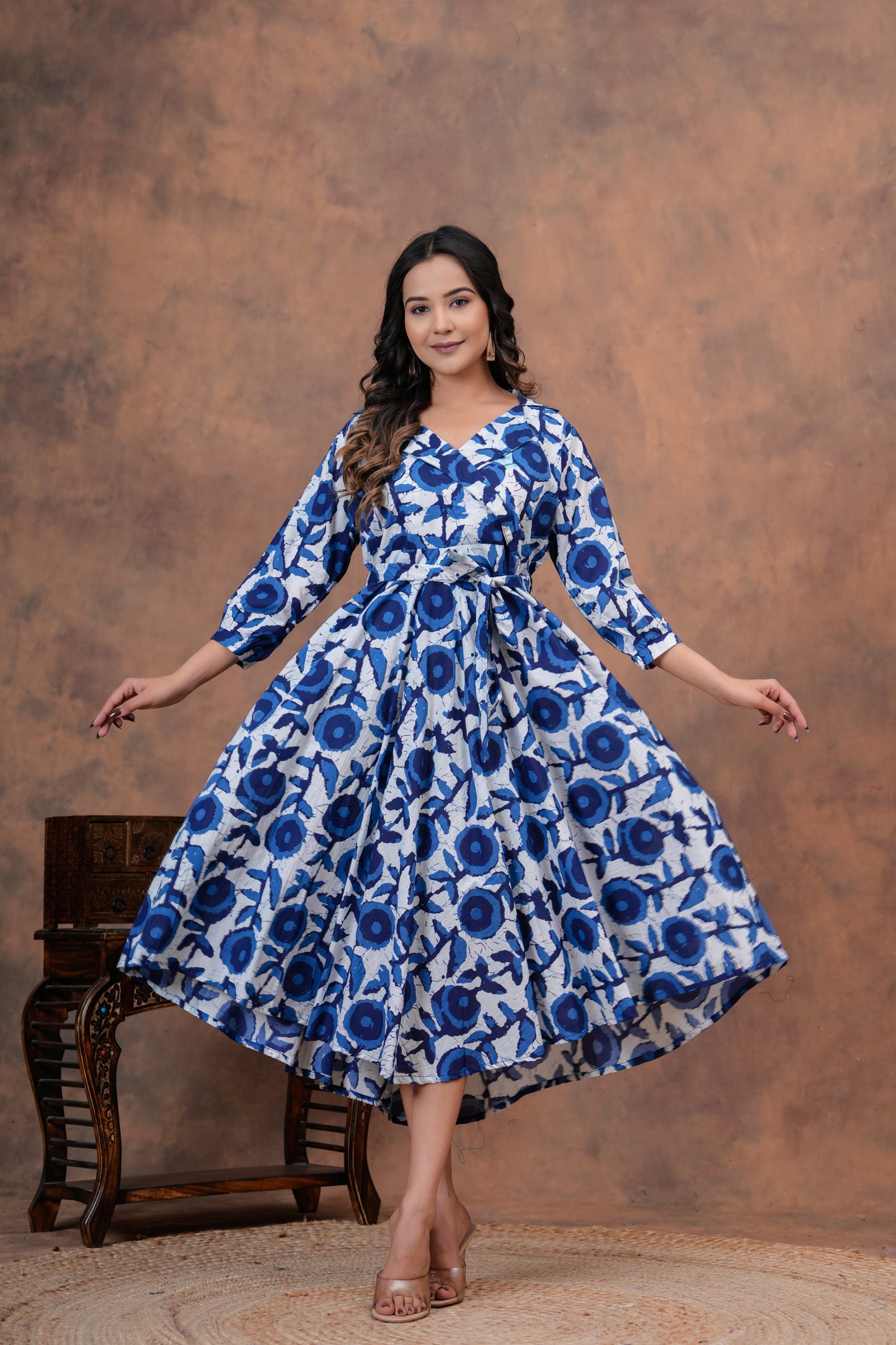 Pure Cotton Jaipuri Umbrella Dress – Printed Onepiece Kurti for Women