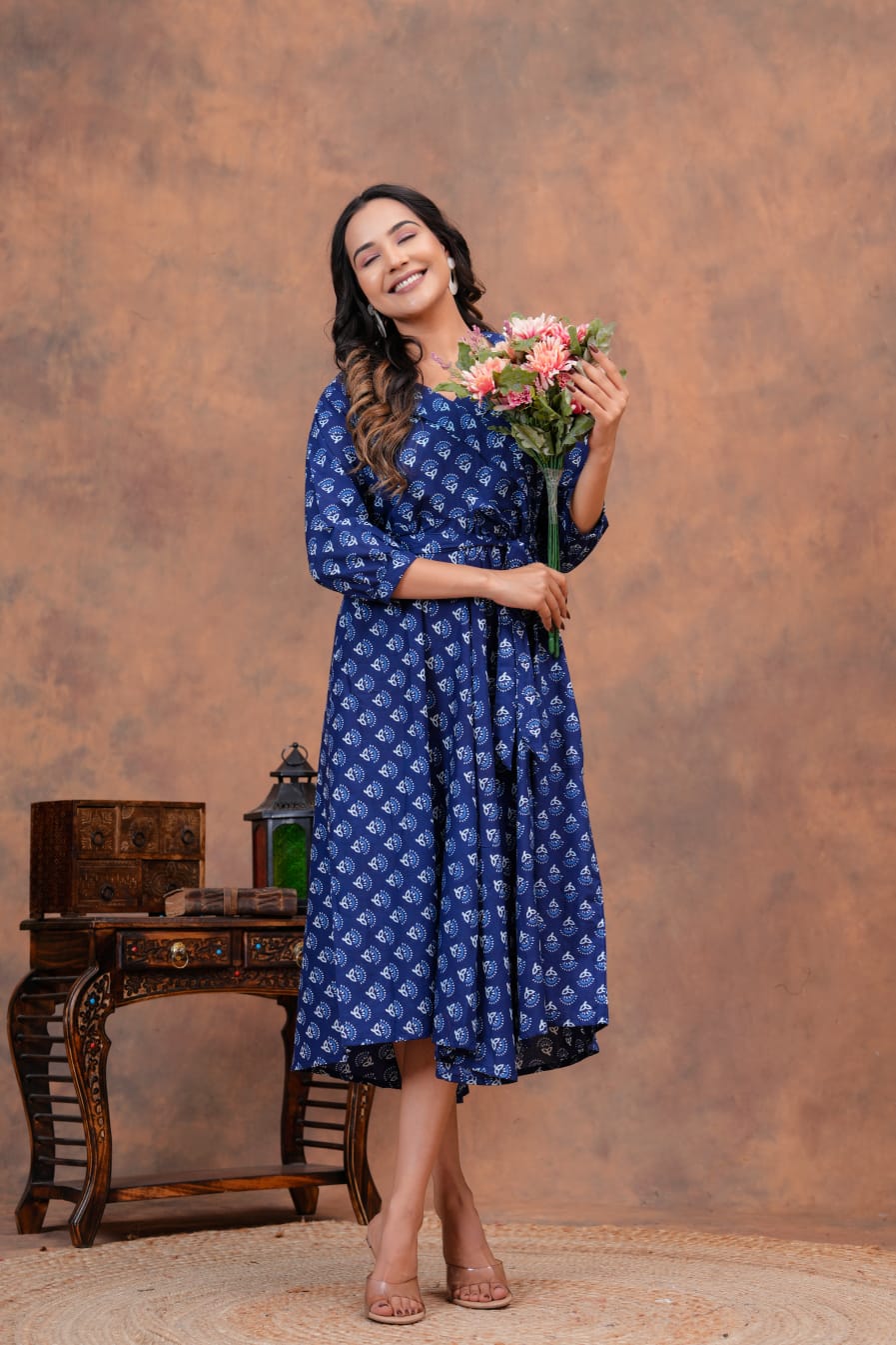 Pure Cotton Jaipuri Umbrella Dress – Printed Onepiece Kurti for Women