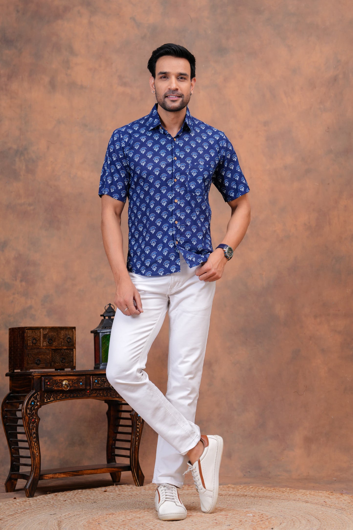 Couple Dress Set – Hand Block Printed Men’s Cotton Shirt & Women’s Midi Dress | House of the Handblock