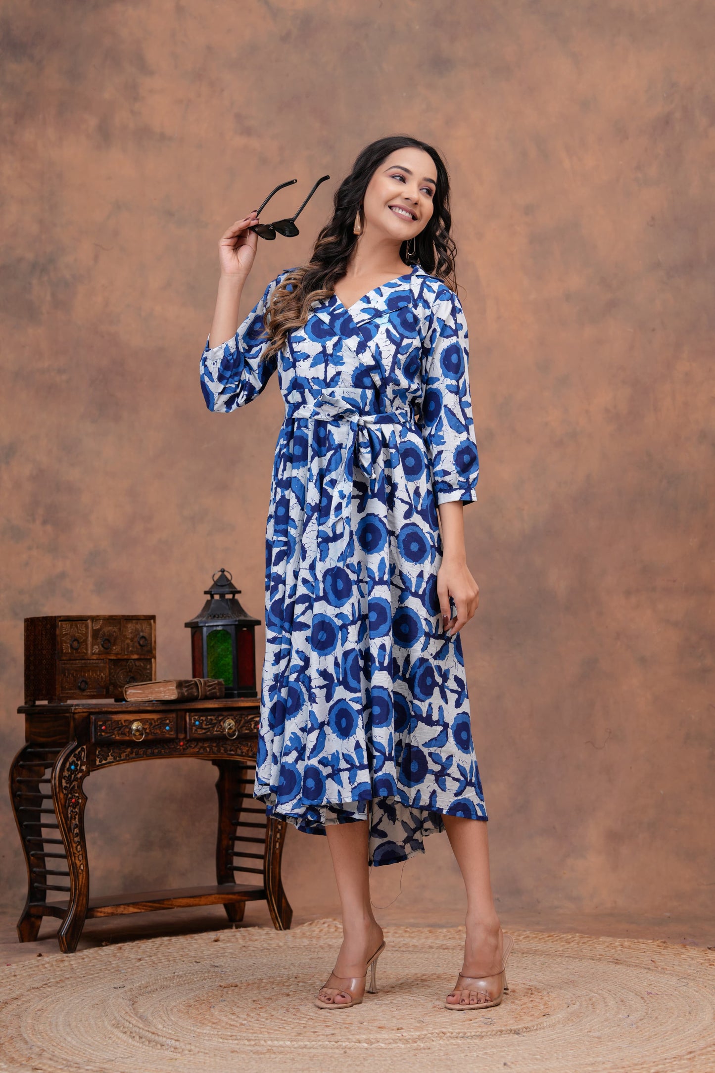 Pure Cotton Jaipuri Umbrella Dress – Printed Onepiece Kurti for Women