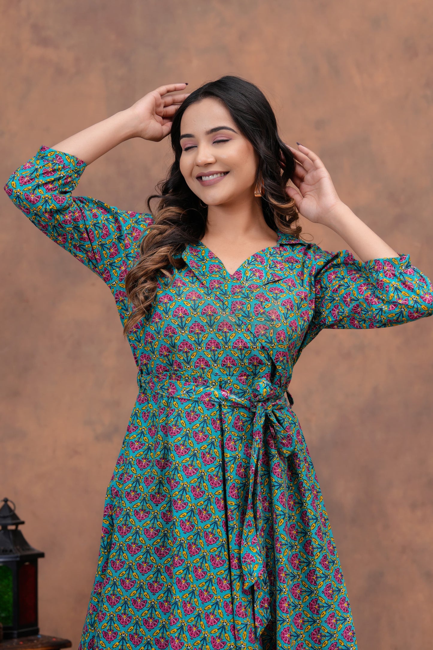 Pure Cotton Jaipuri Umbrella Dress – Printed Onepiece Kurti for Women