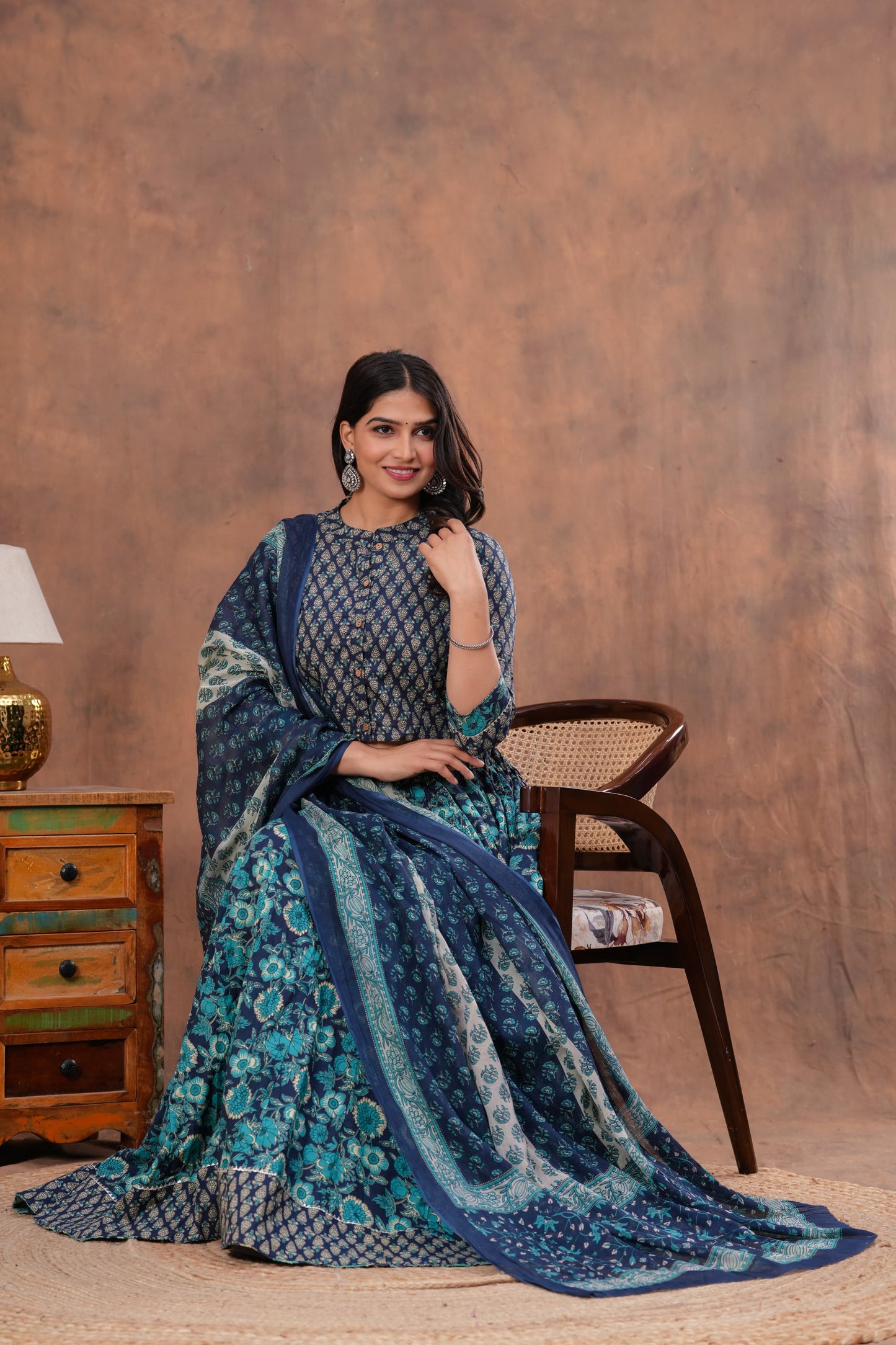 Handblock Printed Cotton Chaniya Choli Set – Designer Top, 28 Kali Skirt & Mulmul Dupatta | SIZE XS to 6XL | House of the Handblock Jaipur