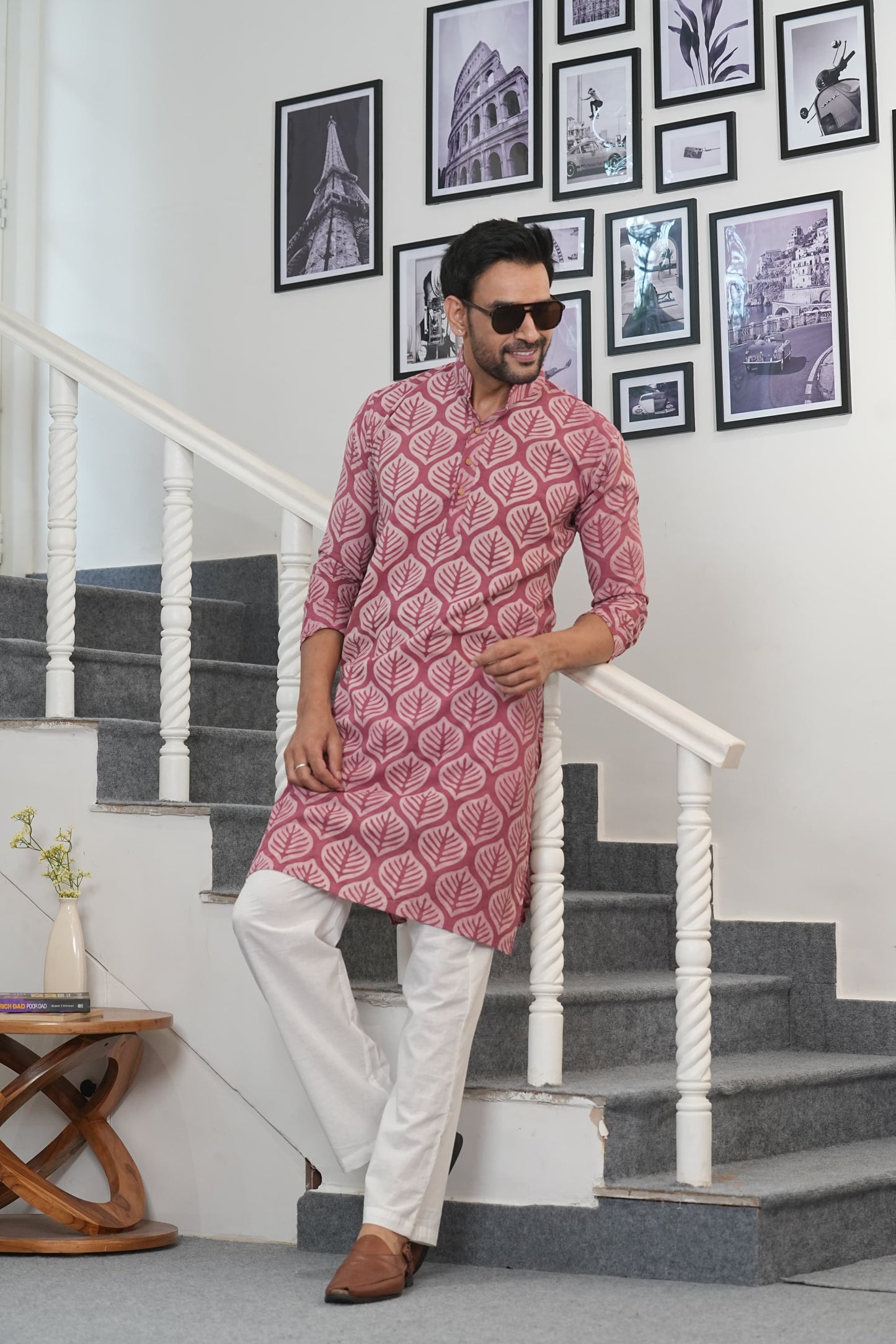 Traditional Bagru Hand Block Printed Men’s Cotton Long Kurta – Pure Cotton | House of the Handblock Jaipur