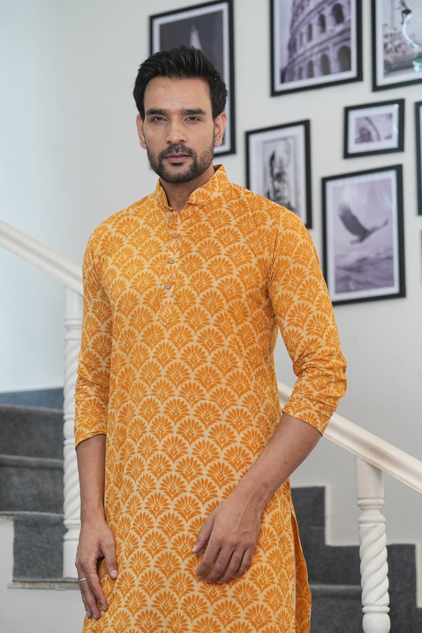 Traditional Bagru Hand Block Printed Men’s Cotton Long Kurta – Pure Cotton | House of the Handblock Jaipur
