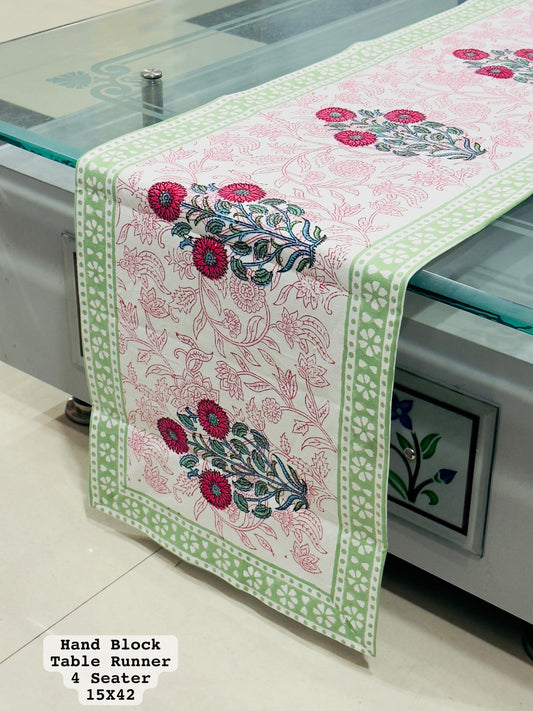 Handblock Cotton Canvas Table Runner 4 Seater – House of the Handblock