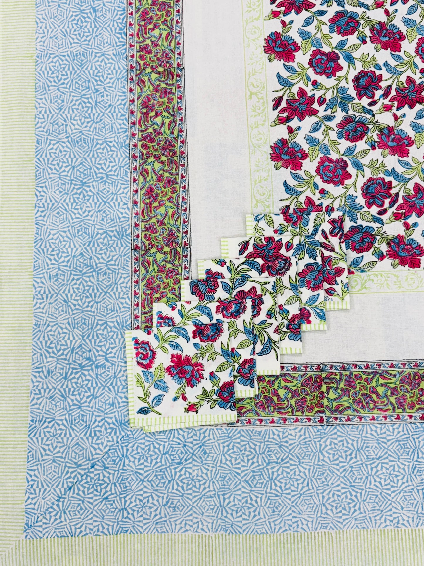 Hand Block Printed Premium Cotton Dining Table Cover with 6 Napkins | House of the Handblock