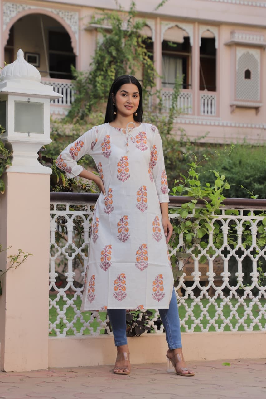 Summer Office Collection of Handblock Cotton Kurtis-House of the Handblock Jaipur