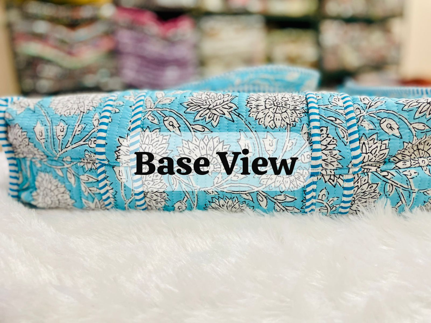 Quilted Handblock Printed Shopping Jhola |SIZE 18*18" Lightweight, Spacious with Inside Pocket & Strong Handles – Made in India