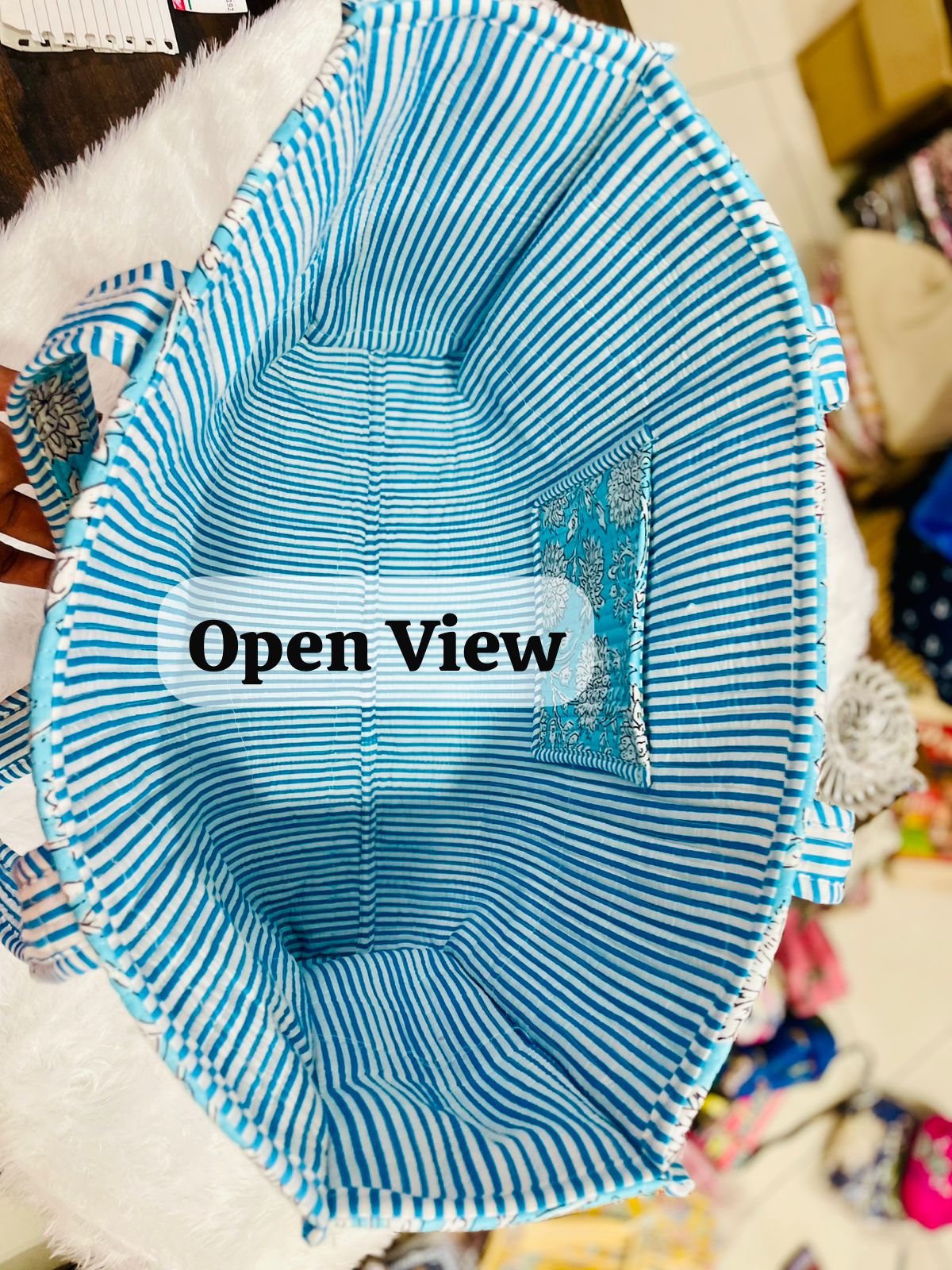 Quilted Handblock Printed Shopping Jhola |SIZE 18*18" Lightweight, Spacious with Inside Pocket & Strong Handles – Made in India