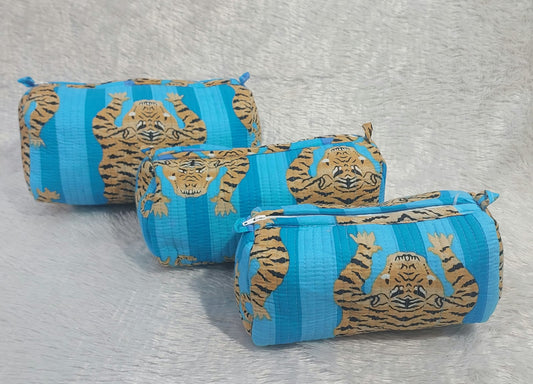 The Cotton Quilted Travel Pouches | Set of 3 | Multipurpose Makeup, Toiletry & Travel Kits – House of the Handblock