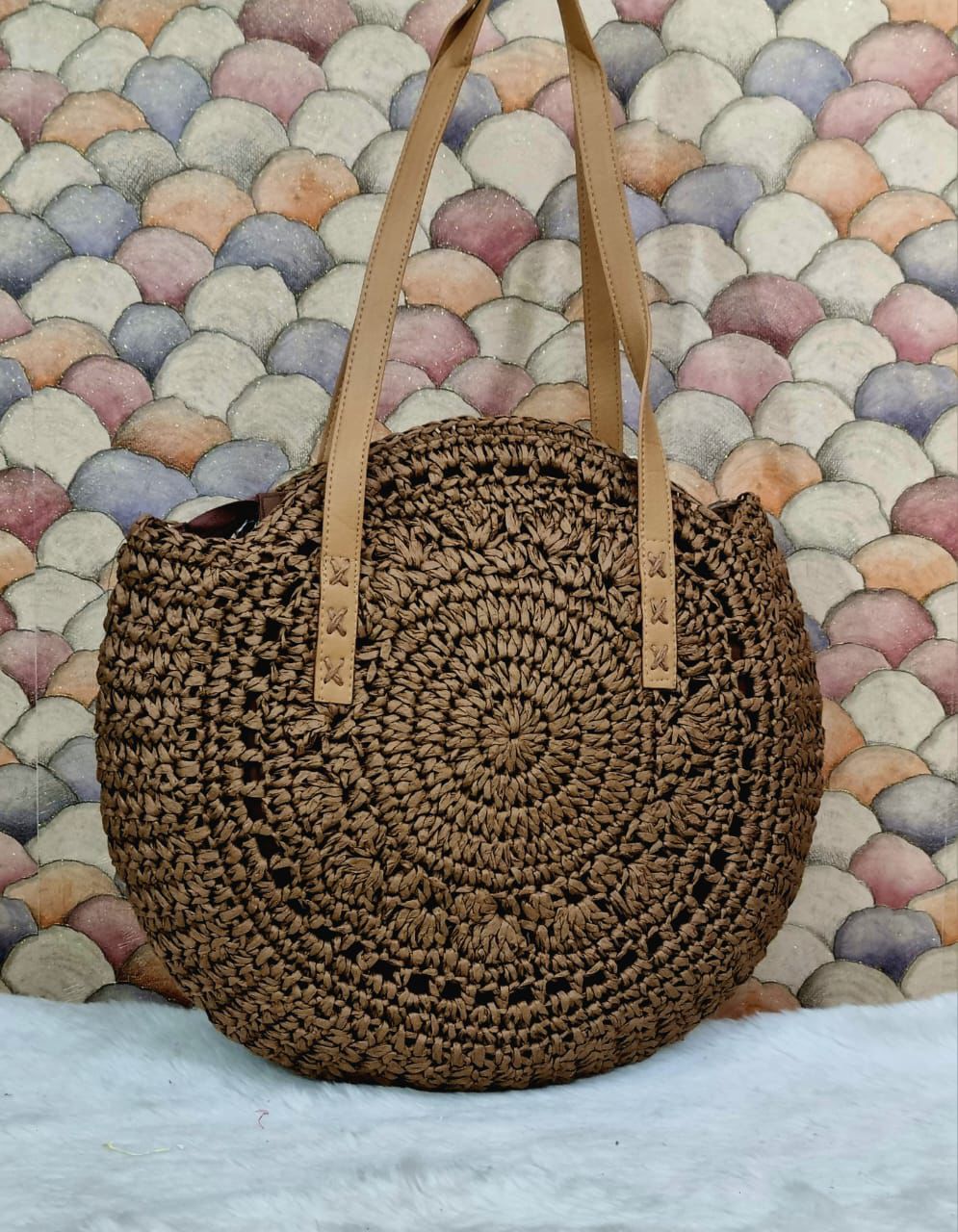 The Round Shape Beach Tote | Lightweight & Foldable Big Size Bag | Durable Fabric – House of the Handblock