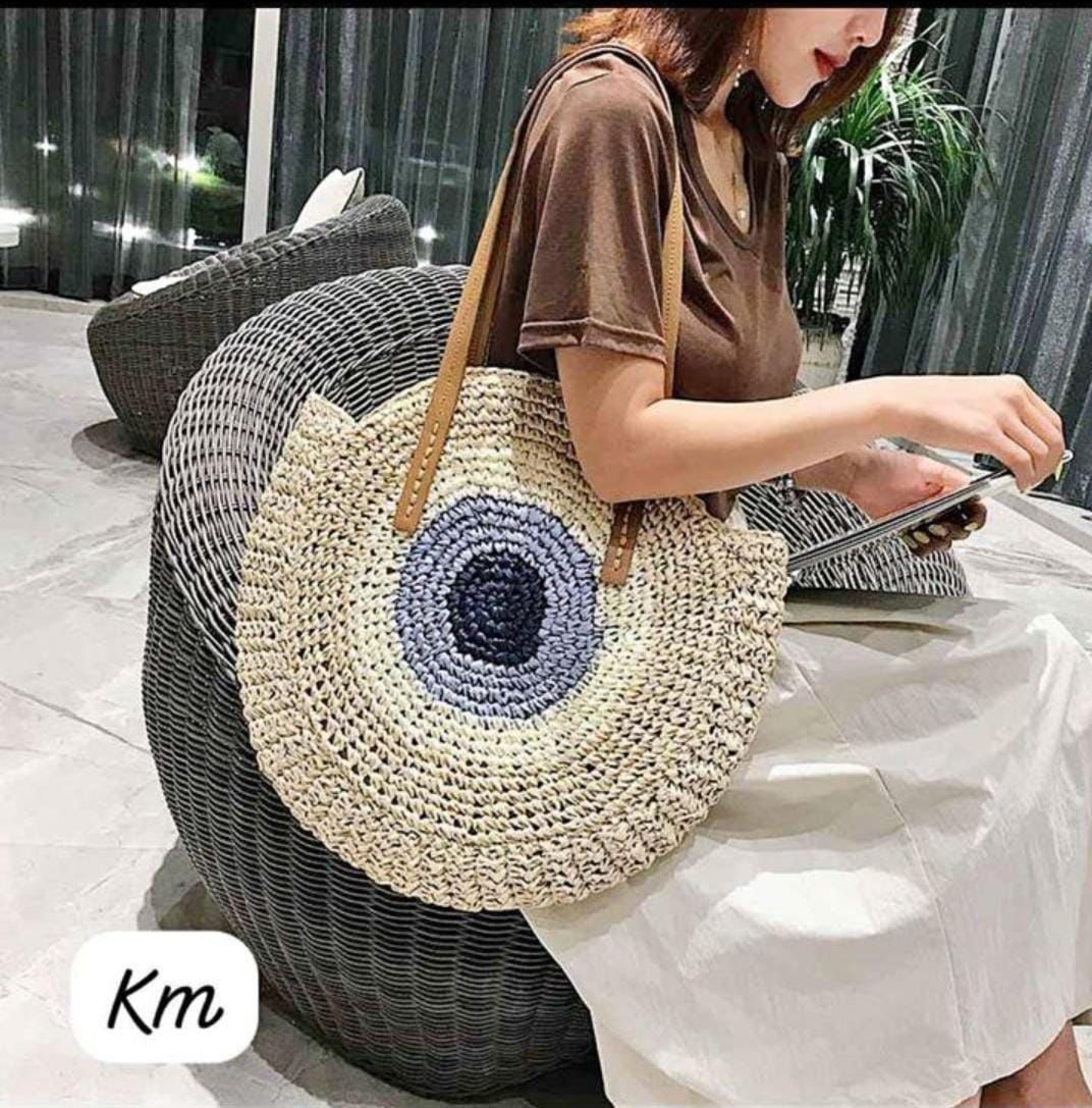 The Round Shape Beach Tote | Lightweight & Foldable Big Size Bag | Durable Fabric – House of the Handblock