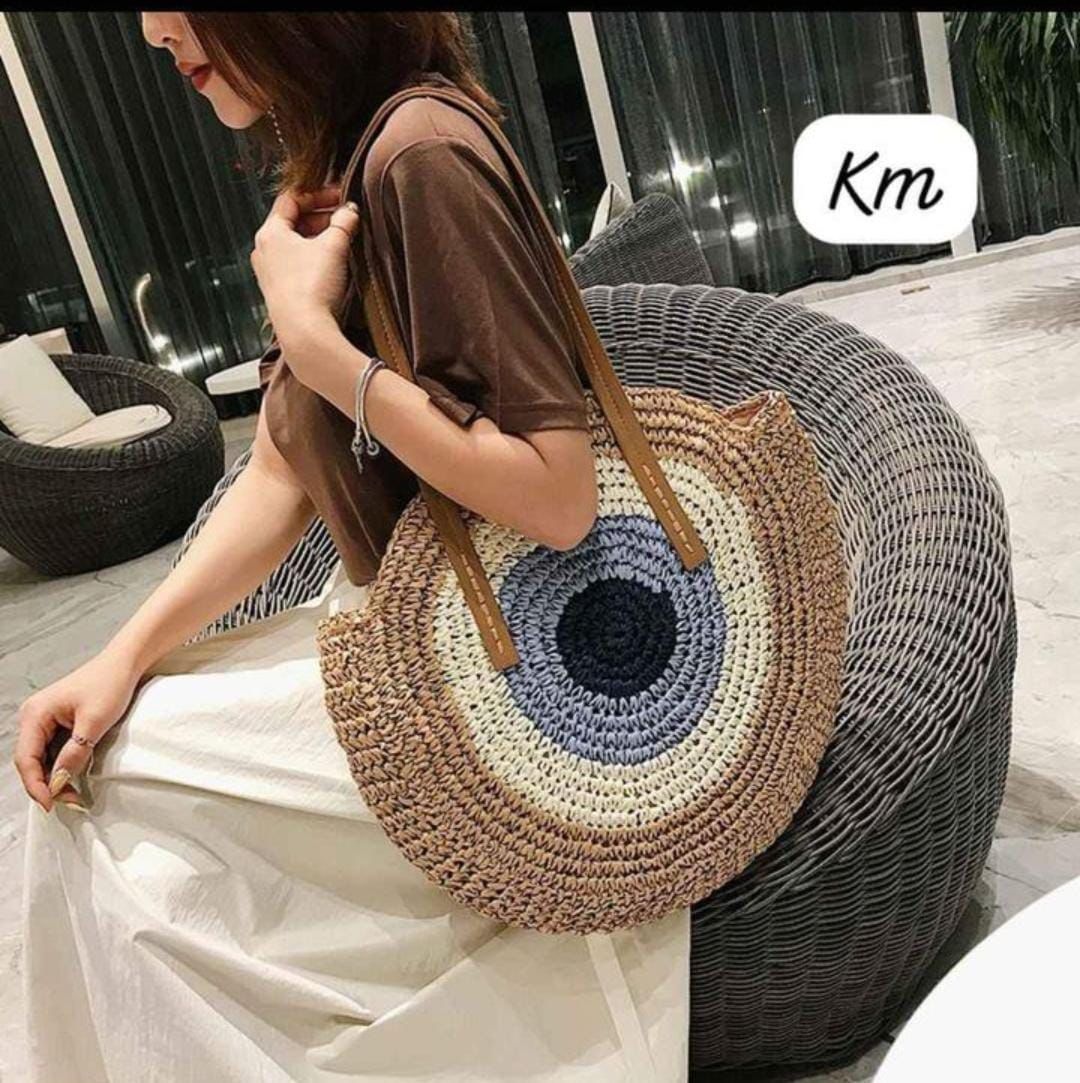 The Round Shape Beach Tote | Lightweight & Foldable Big Size Bag | Durable Fabric – House of the Handblock